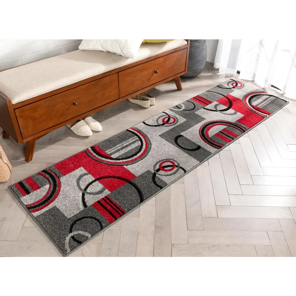 Galaxy Waves Grey Red Modern Geometric Rug、mySite、gigharbornorthrealestate