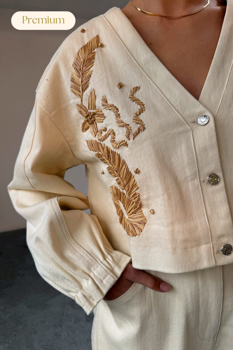 Ecru Cove Raffia Denim Jacket、mySite、solidvoid