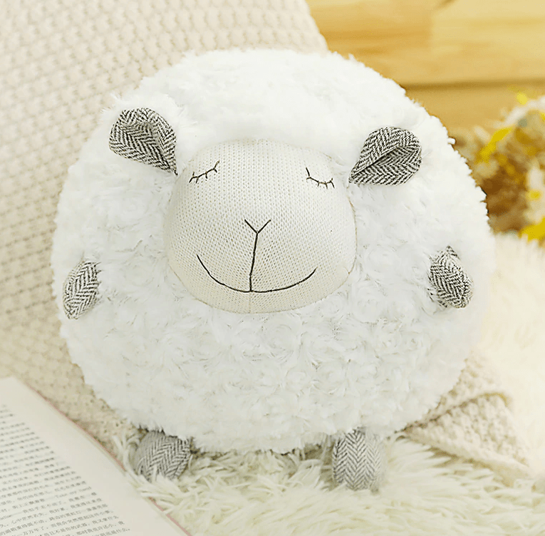 Fluffy Ewe Sheep Plushie, Chair Cushion or Baby Floor Play Mat Embroidered Features *、mySite、g9winljtr