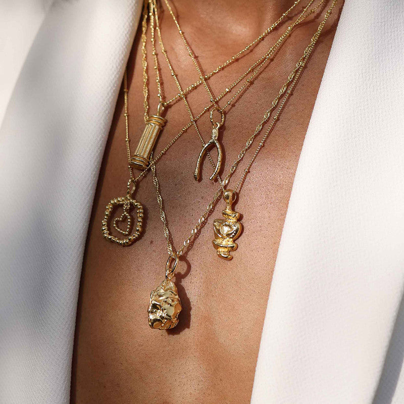 Tiny Pillar Charm Necklace | 14K Gold Plated、mySite、camillekostekn