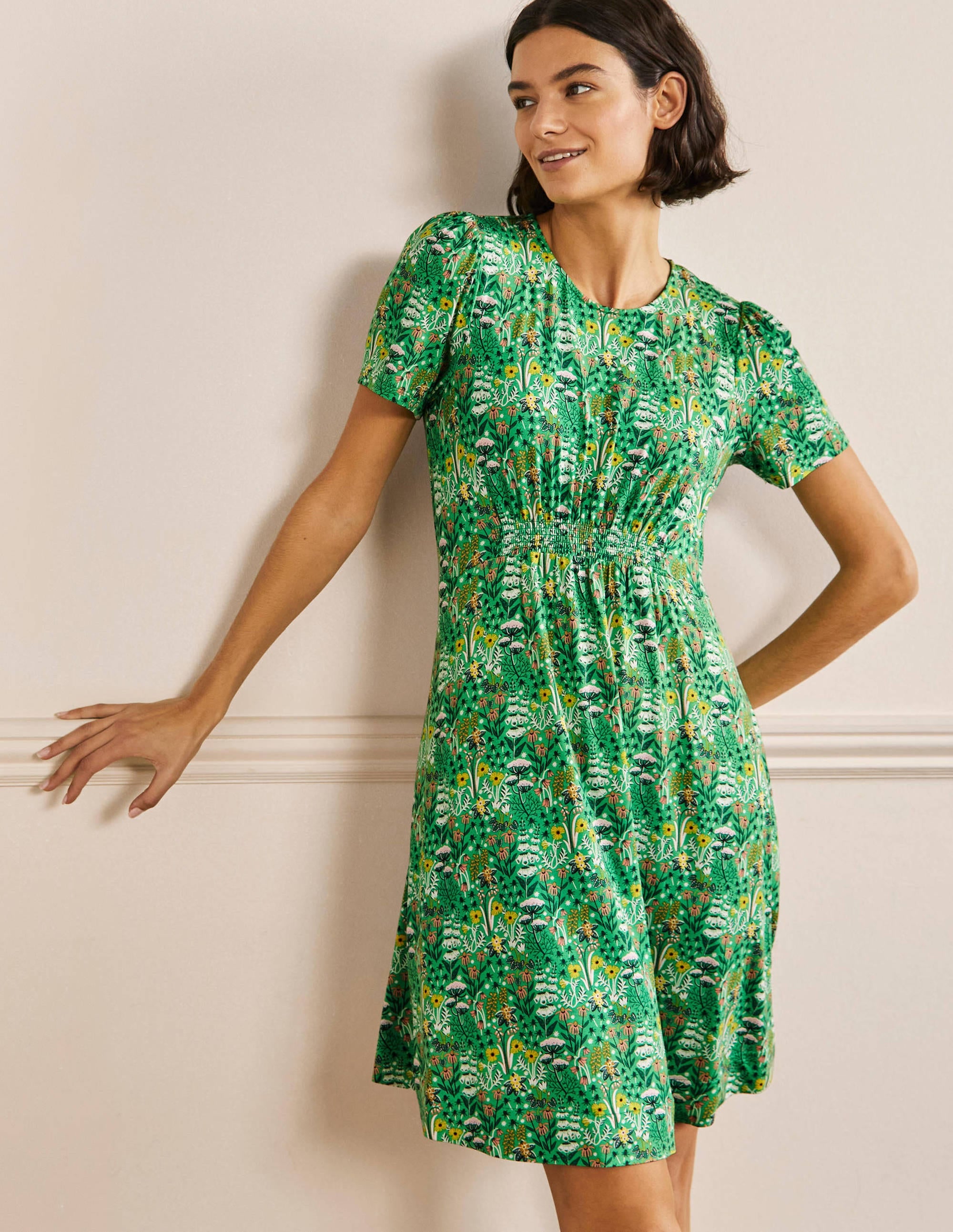  Crew Neck Jersey Dress-Rich Emerald, Wildflower Bloom、mySite、ashleygrahame