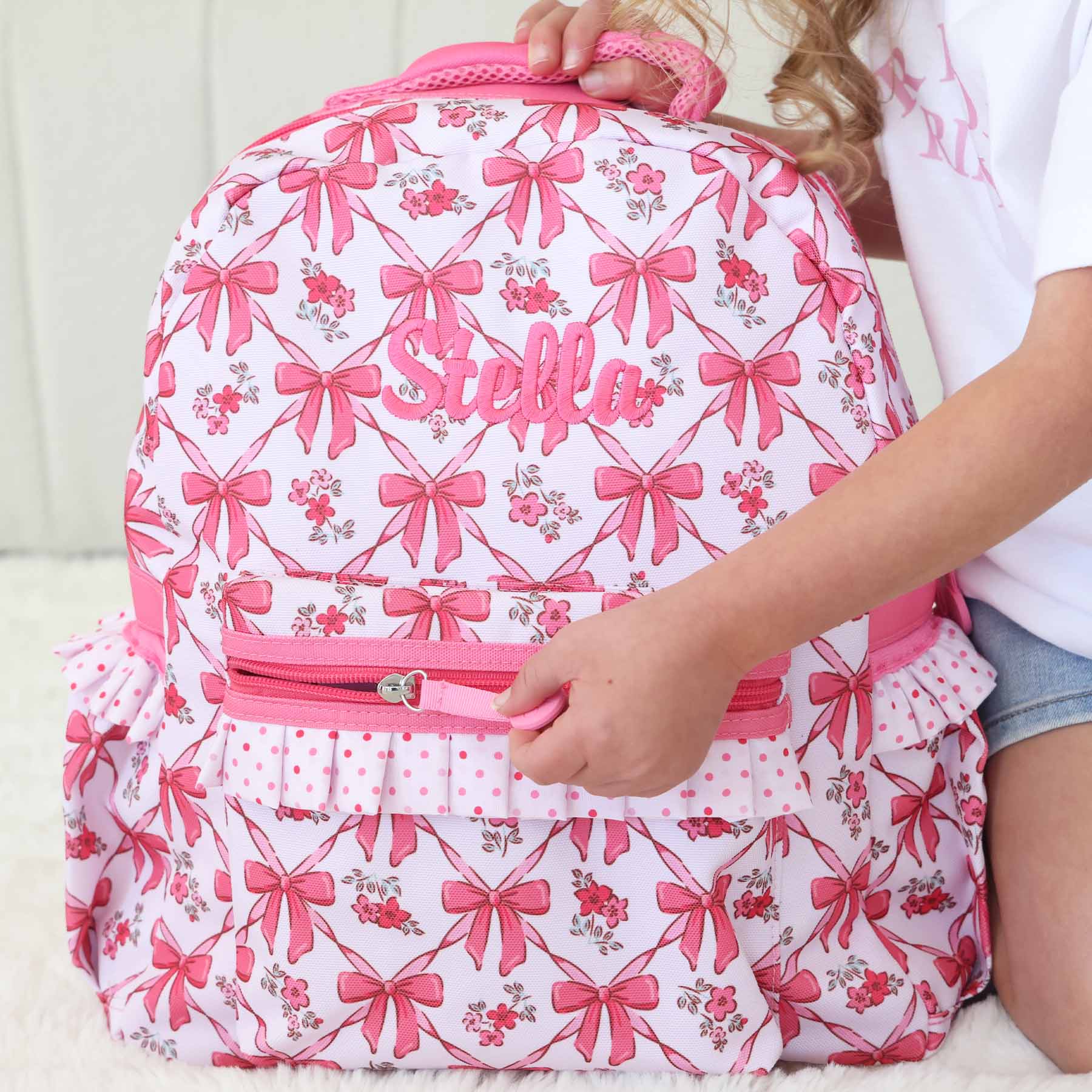  Kids Personalized Ruffle Backpack | Bow Besties、mySite、layawaytickets