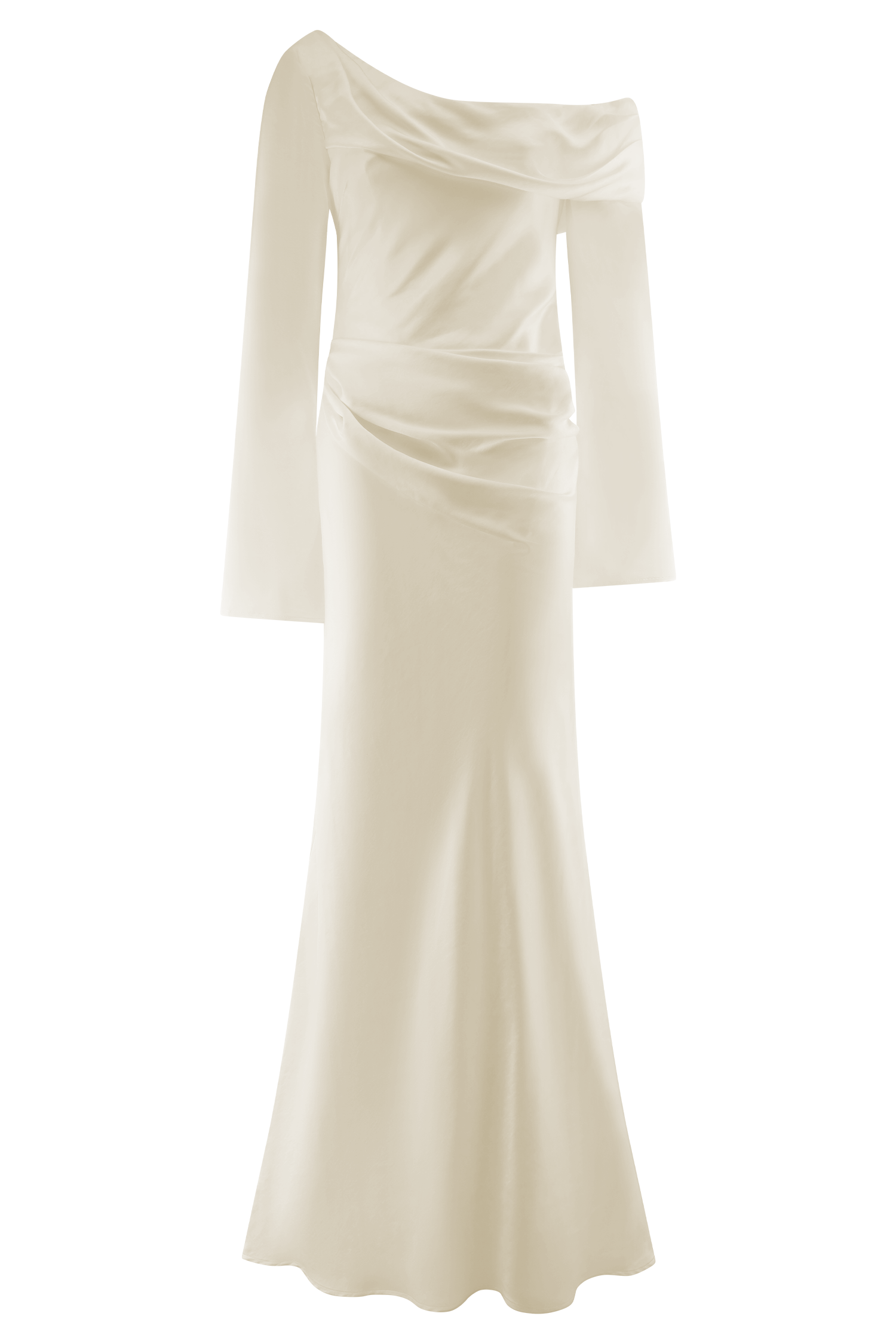 Iris Long Sleeve Satin Maxi Dress - Blush Gold、mySite、solidvoid