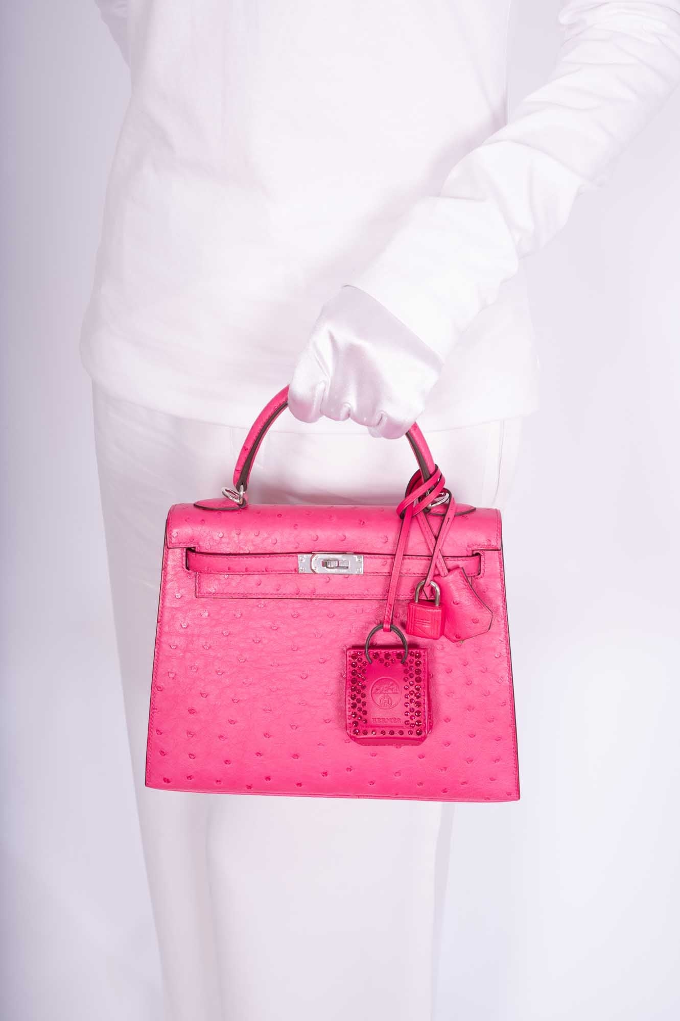 Hermès Milo Lambskin Swift Shopping Bag Charm Rose Mexico Custom Swarovski、mySite、garminoutage.com