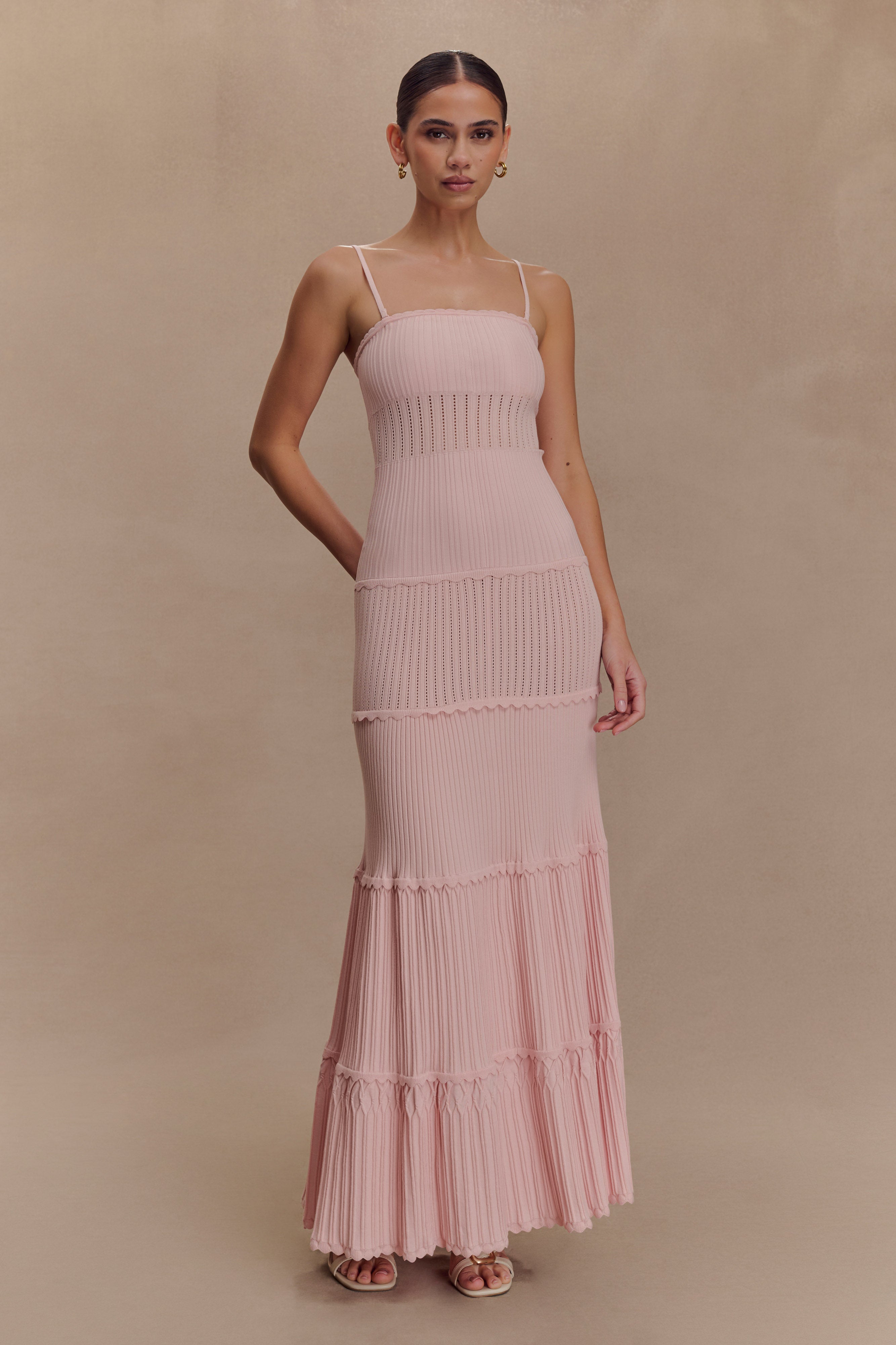 Finley Pointelle Knit Maxi Dress - Baby Pink、mySite、solidvoid