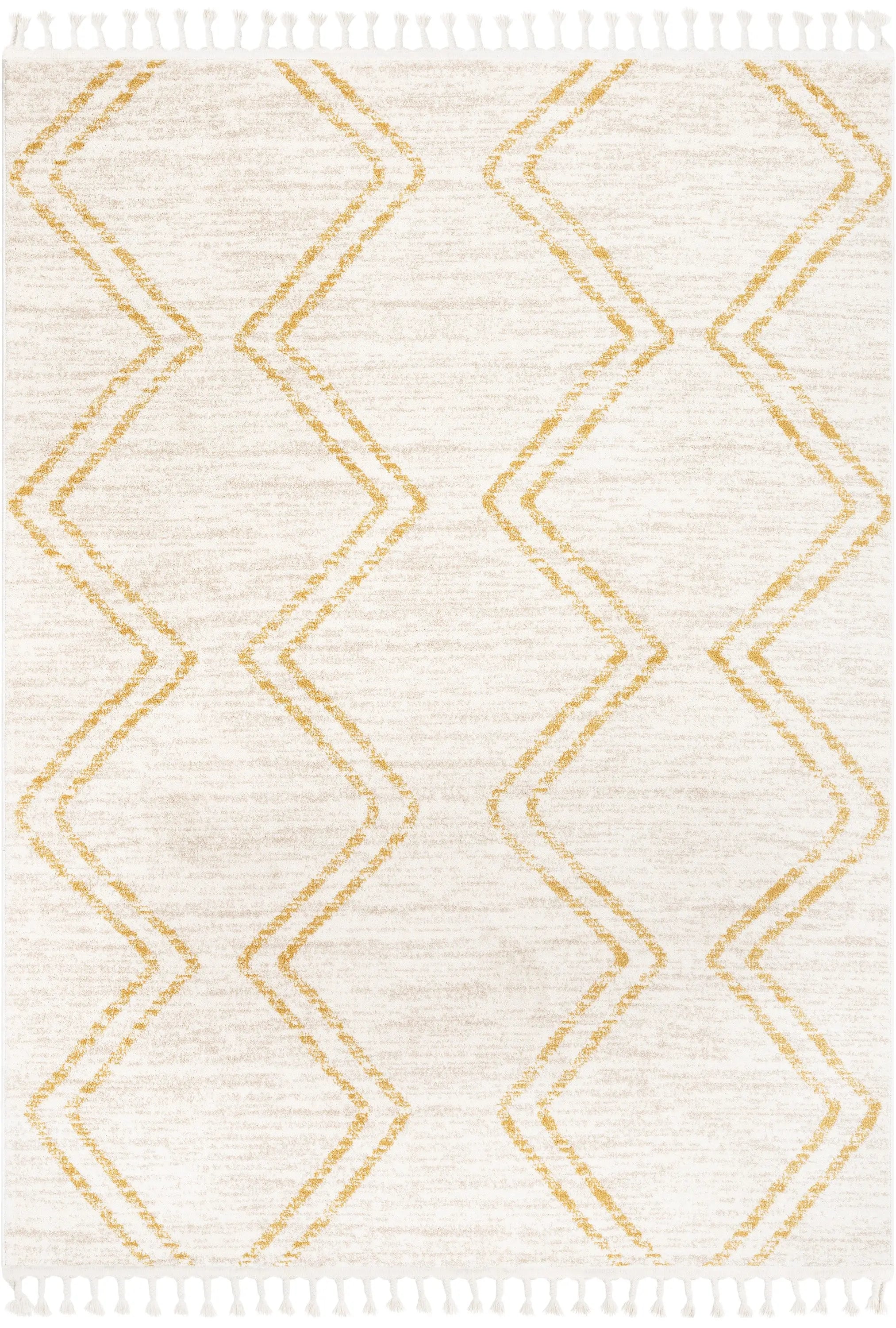 Reeve Modern Chevron Zig-Zag Yellow Ivory Kids Rug、mySite、gigharbornorthrealestate
