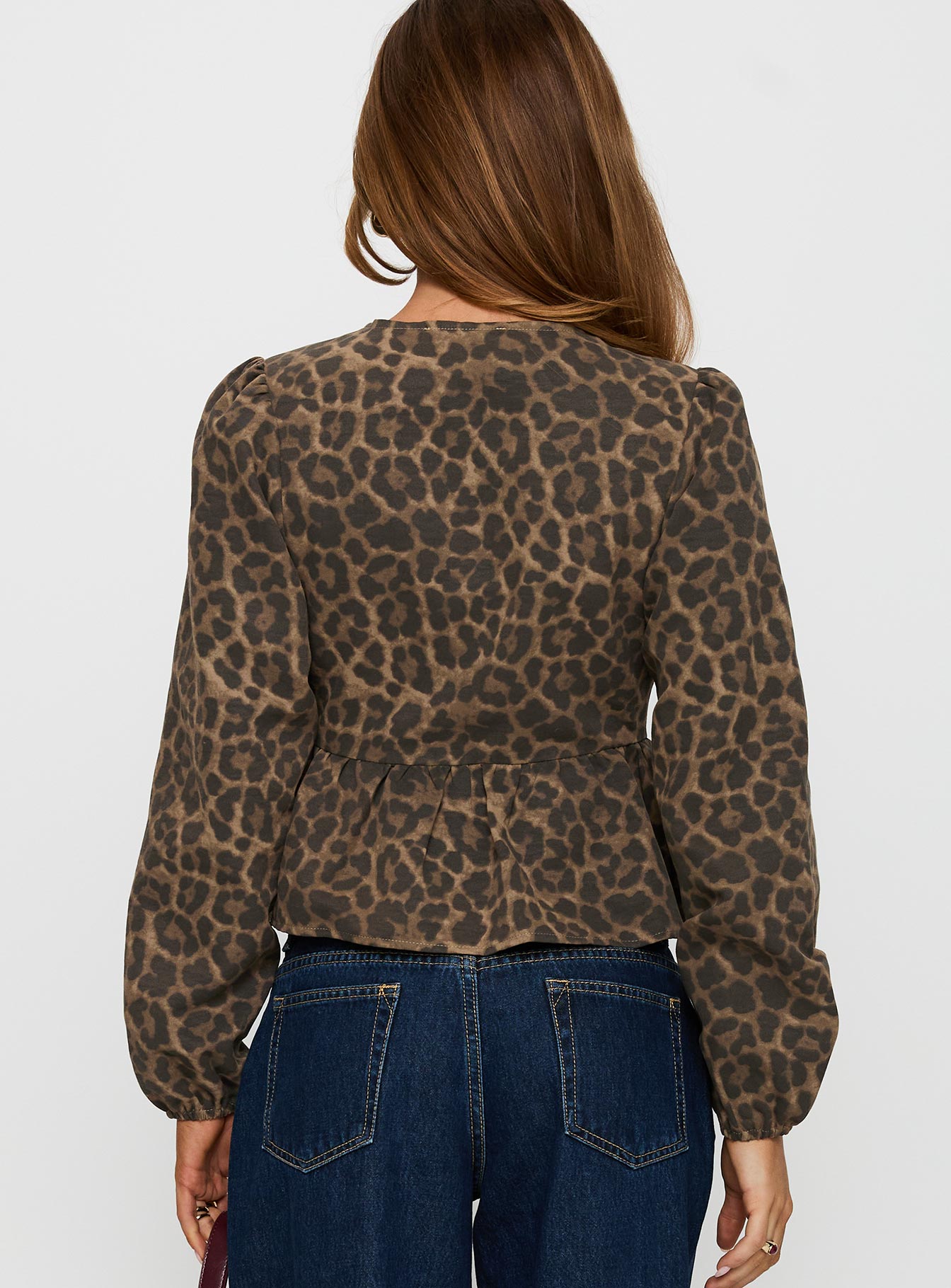 Recognize Tie Detail Long Sleeve Top Leopard、mySite、solidvoid