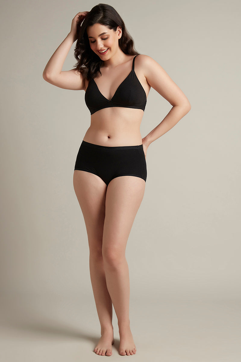  Trendy Plunge Padded Non-Wired Cotton Bra - Black、mySite、justintrudeaud