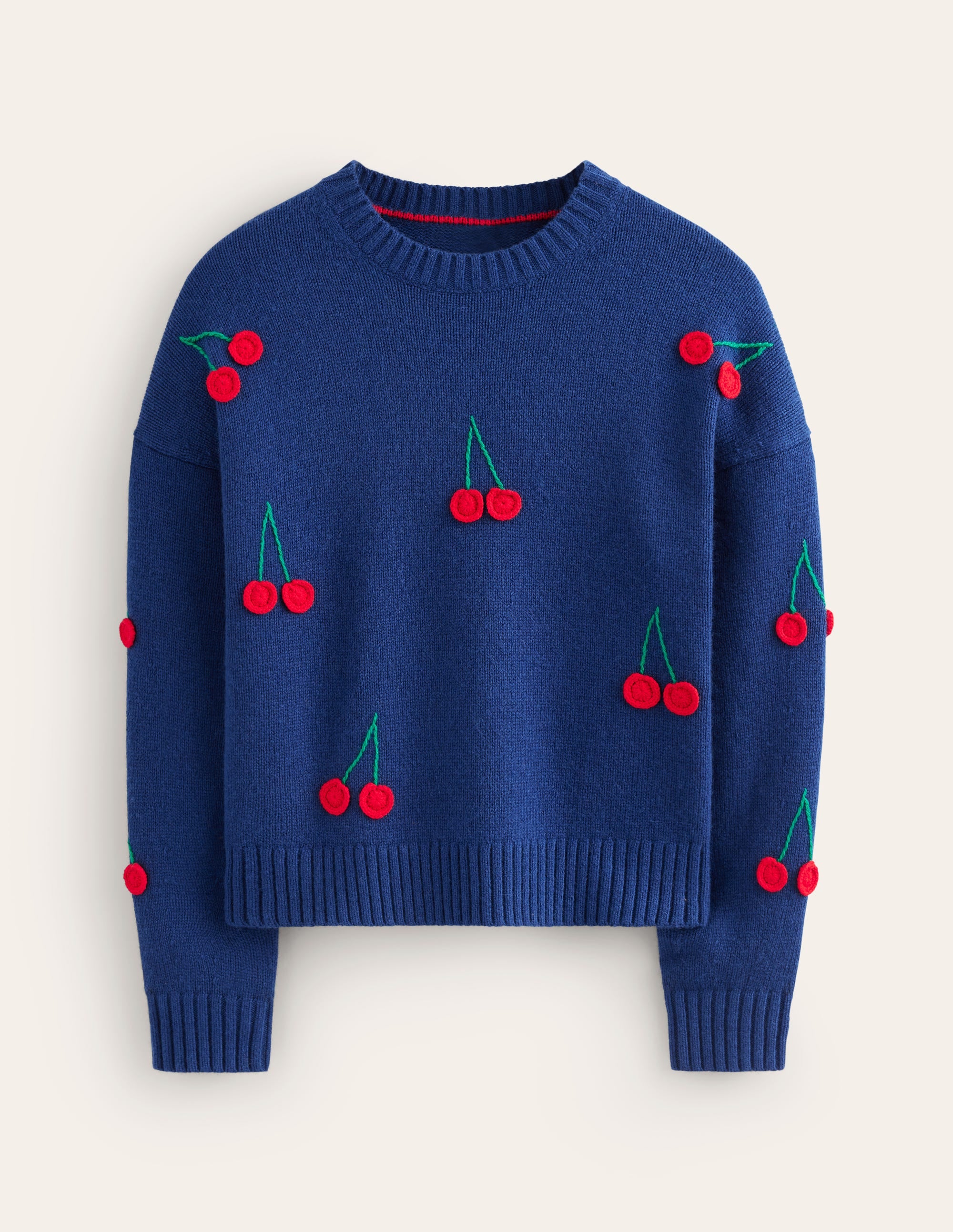  Hand Embroidered Jumper-Blue Decadence, Cherries、mySite、ashleygrahame
