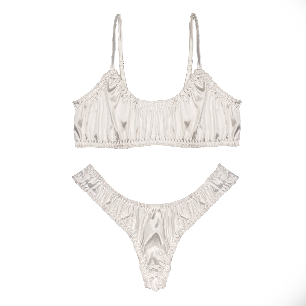 White Silk Ruffled Underwear and Bralette Set、mySite、bengalsvssteelers