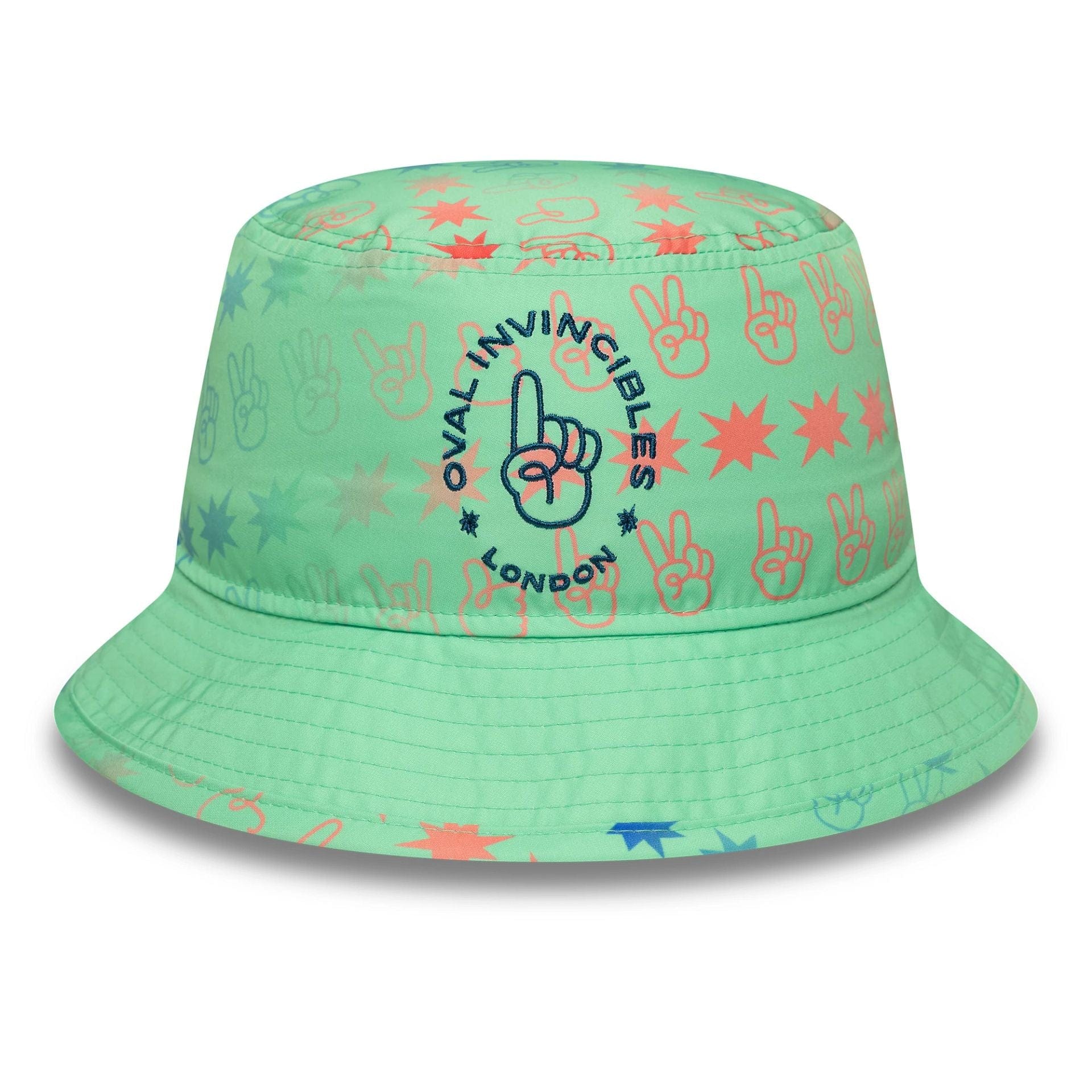 Oval Invincibles The Hundred 2025 All Over Print Green Tapered Bucket Hat、mySite、vikingsvslions