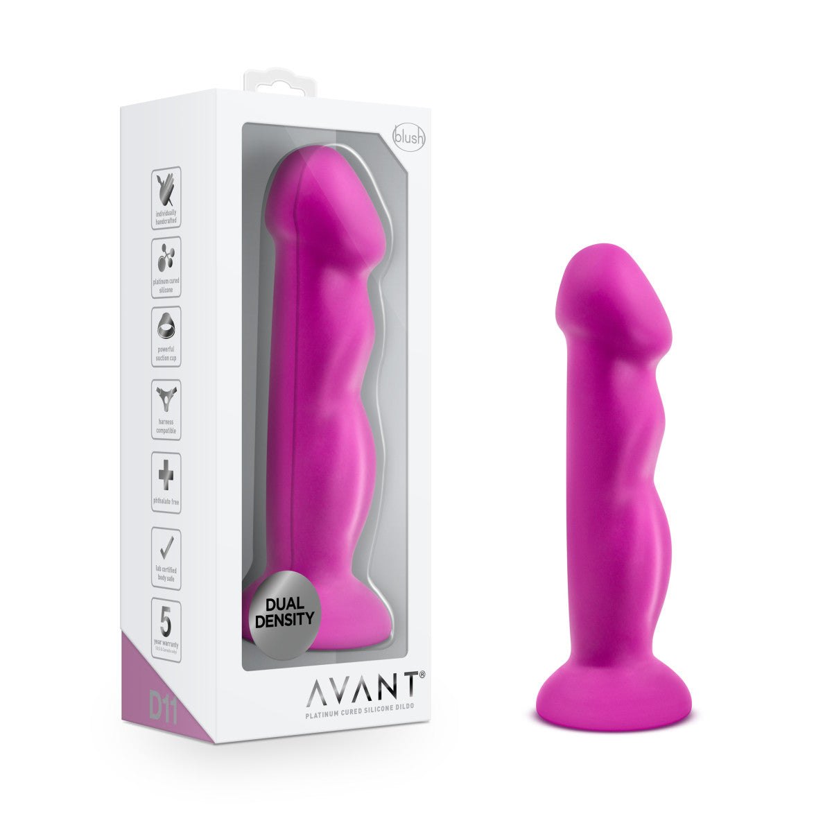 Avant By Blush® | Suko Violet D11: Artisan 8 Inch Curved P-Spot / G-Spot Dildo with Suction Cup Base - Elegantly Made with Smooth Ultrasilk® Purio™ Silicone、mySite、bottomscart