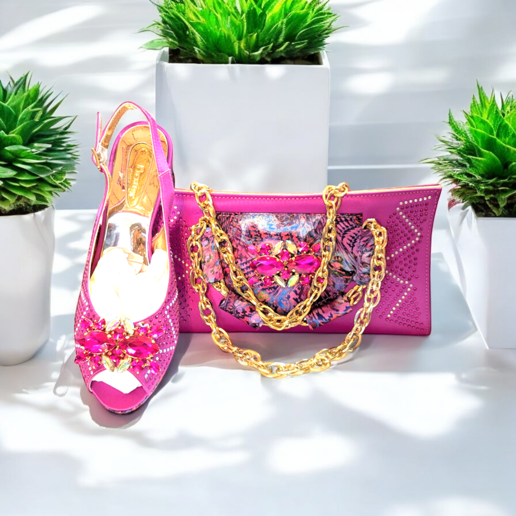 Dupsie's Viviana Prestige Italian Leather Open-toe Back Strap Shoe and Chain Handbag Set DPISB200、mySite、solidvoid