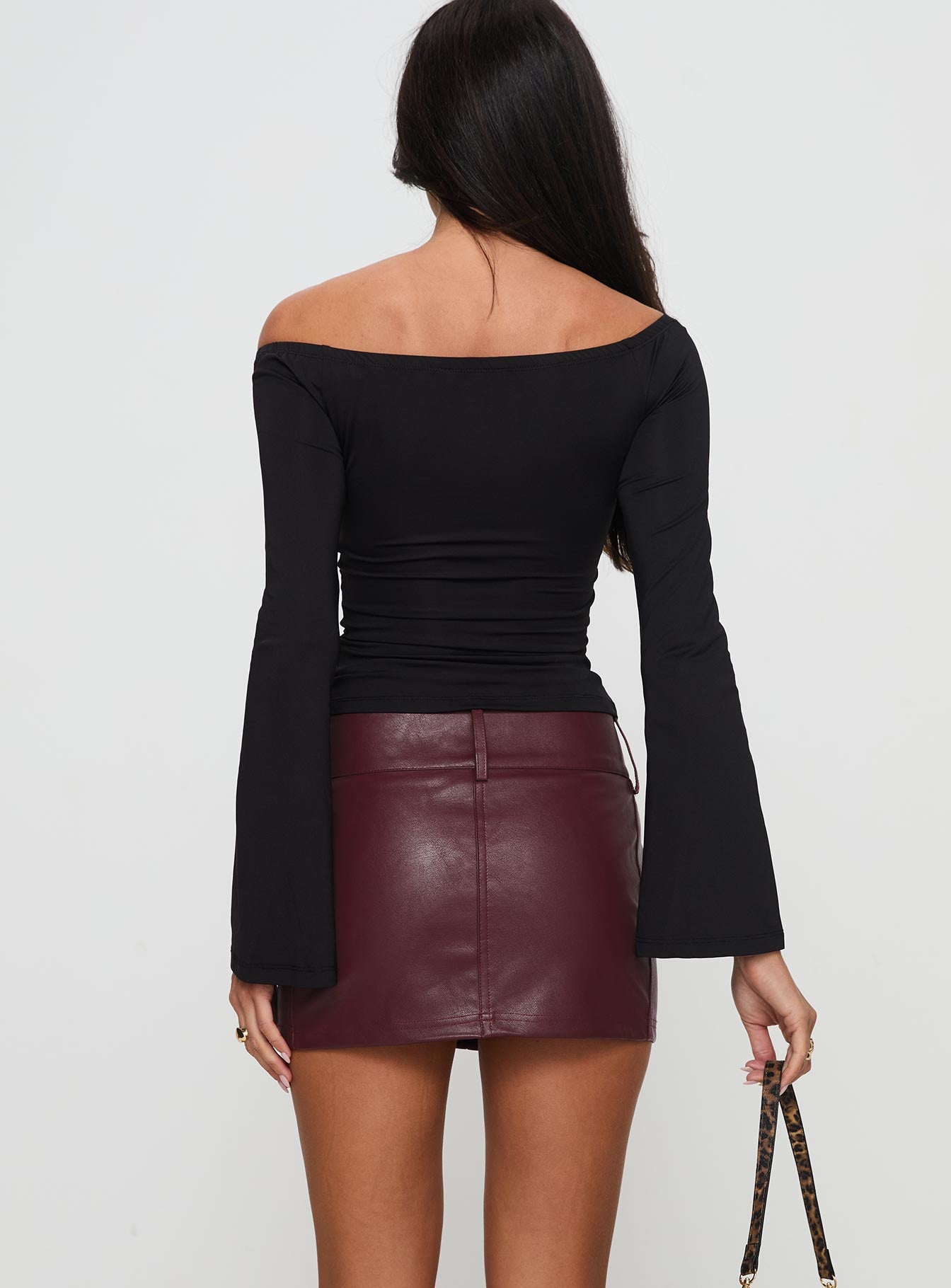 Magee Faux Leather Mini Skirt Burgundy、mySite、solidvoid