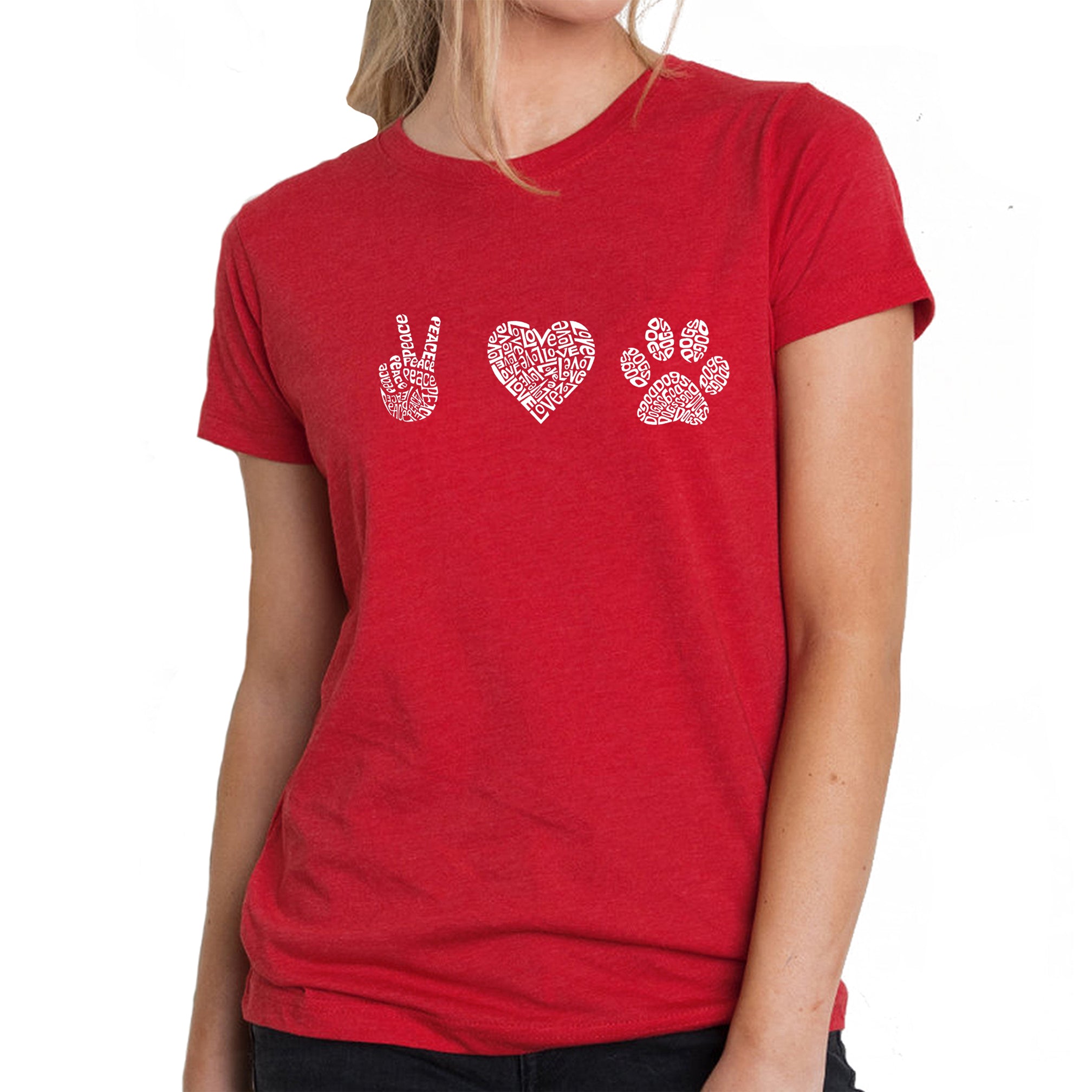 Peace Love Dogs - Women's Premium Blend Word Art T-Shirt、mySite、camillekostekn