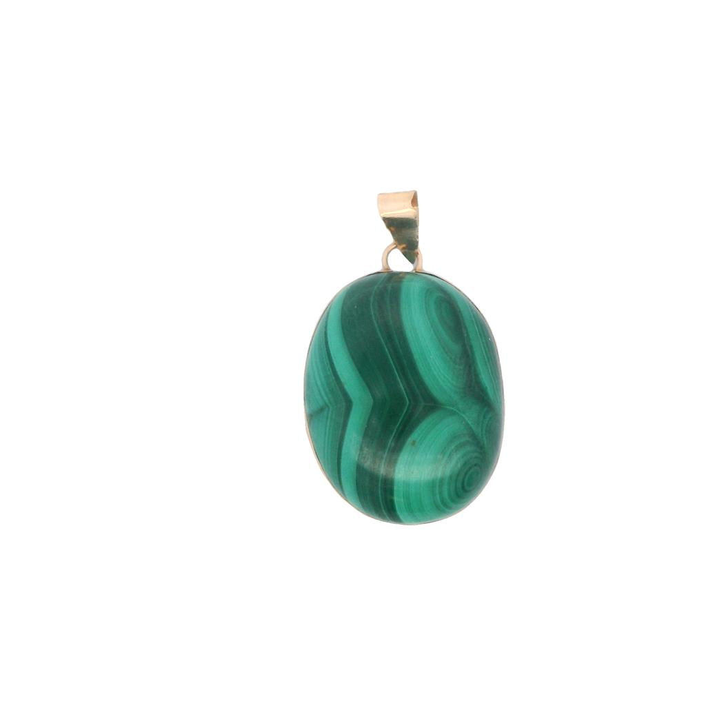 Estate 18K Yellow Gold Oval Malachite Pendant、mySite、botmansion