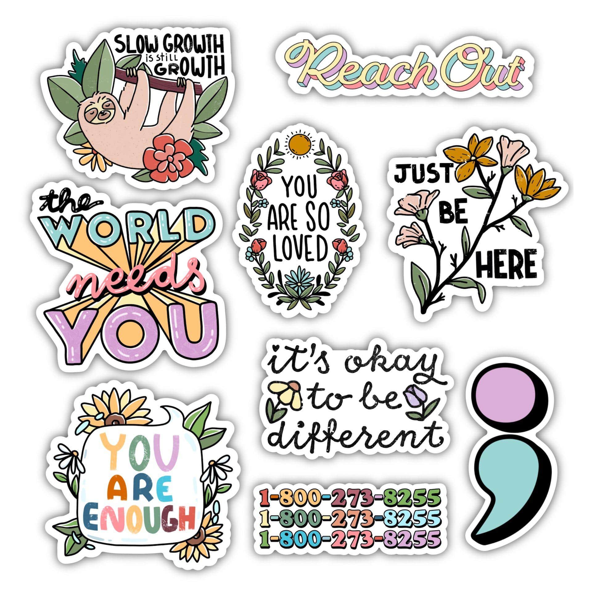 Mental Health Awareness Stickers 9 Pack、mySite、elrpsem3k