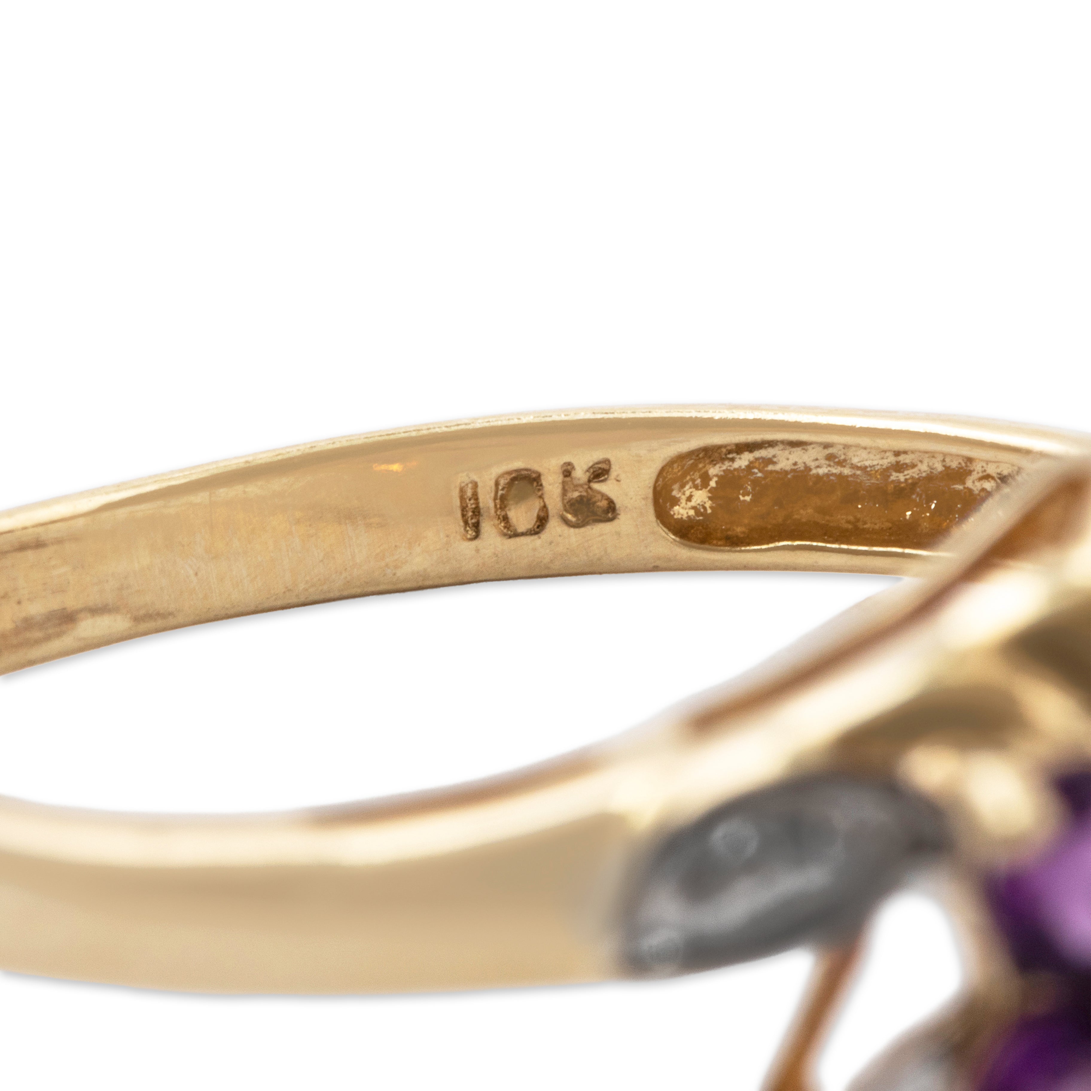 Vintage 10k Yellow Gold Amethyst Purple Floriform Ring 7.00、mySite、hinf8tx79