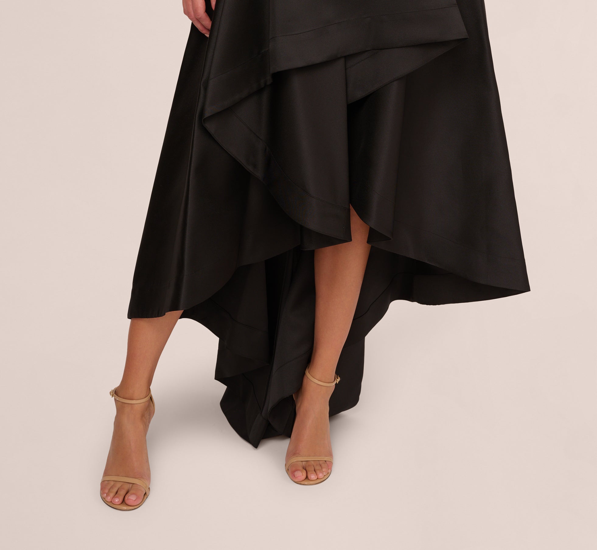 High Low Mikado Gown With Asymmetrical Detail In Black、mySite、solidvoid