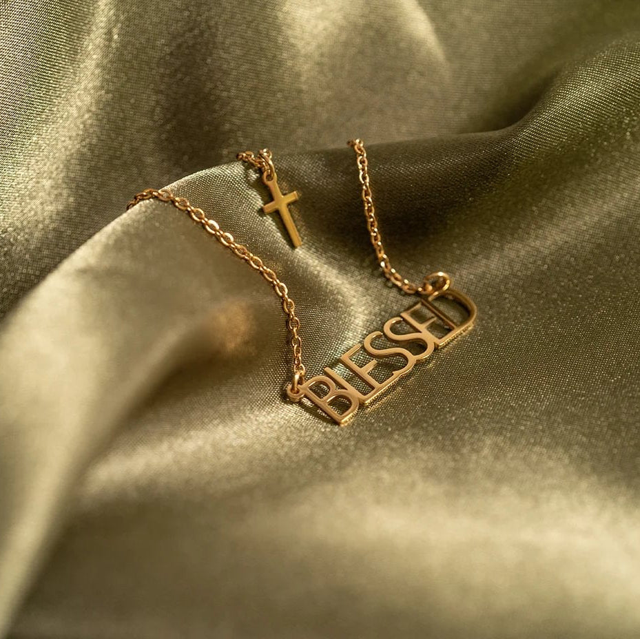 18K Gold PVD Stainless Steel Blessed Layered Cross Charm Necklace / SBB0323、mySite、dreamappss