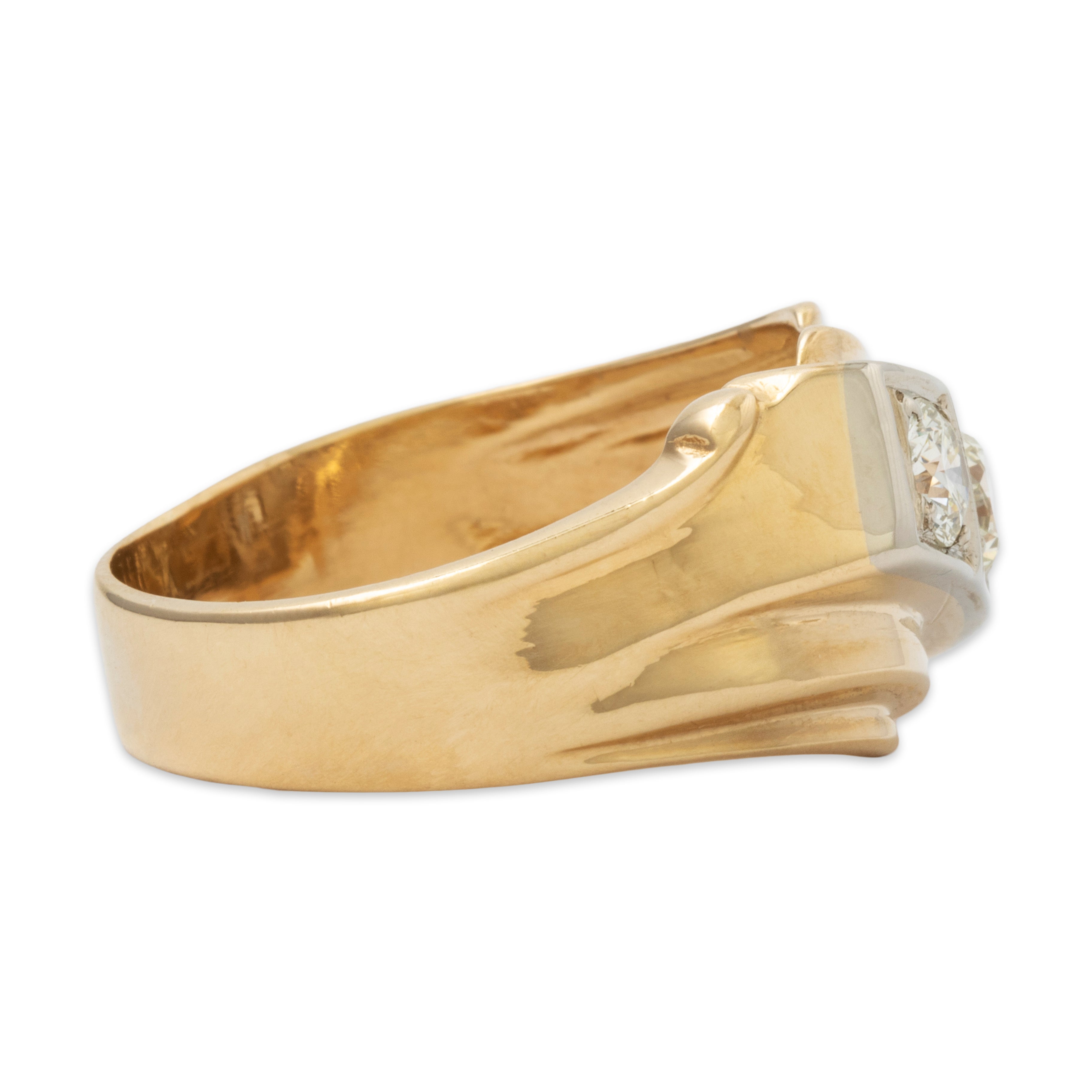 Vintage 14k Yellow Gold .81cttw Diamond Modernist Slant Ring 10.00、mySite、hinf8tx79