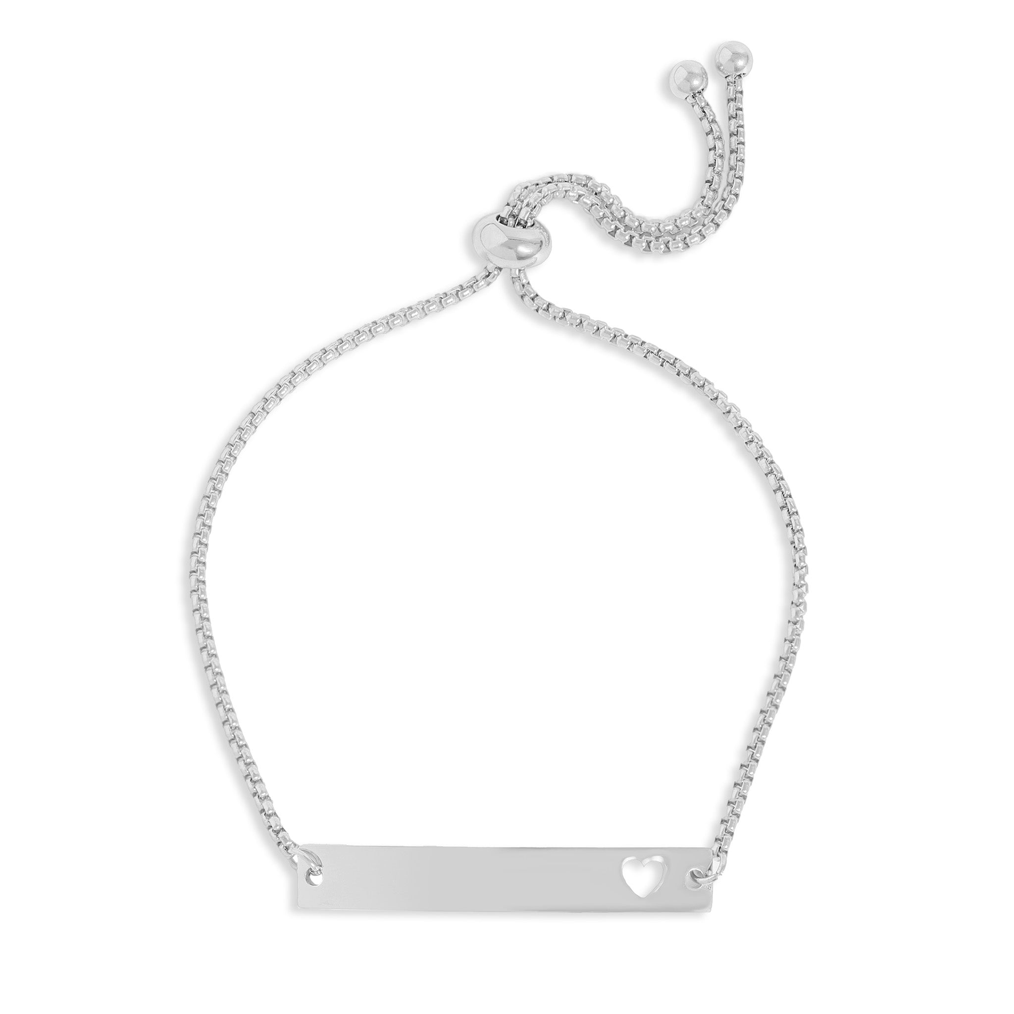 18K Gold PVD Stainless Steel Adjustable Curved Cutout Heart Blank Bar Bracelet / SBB0132、mySite、dreamappss