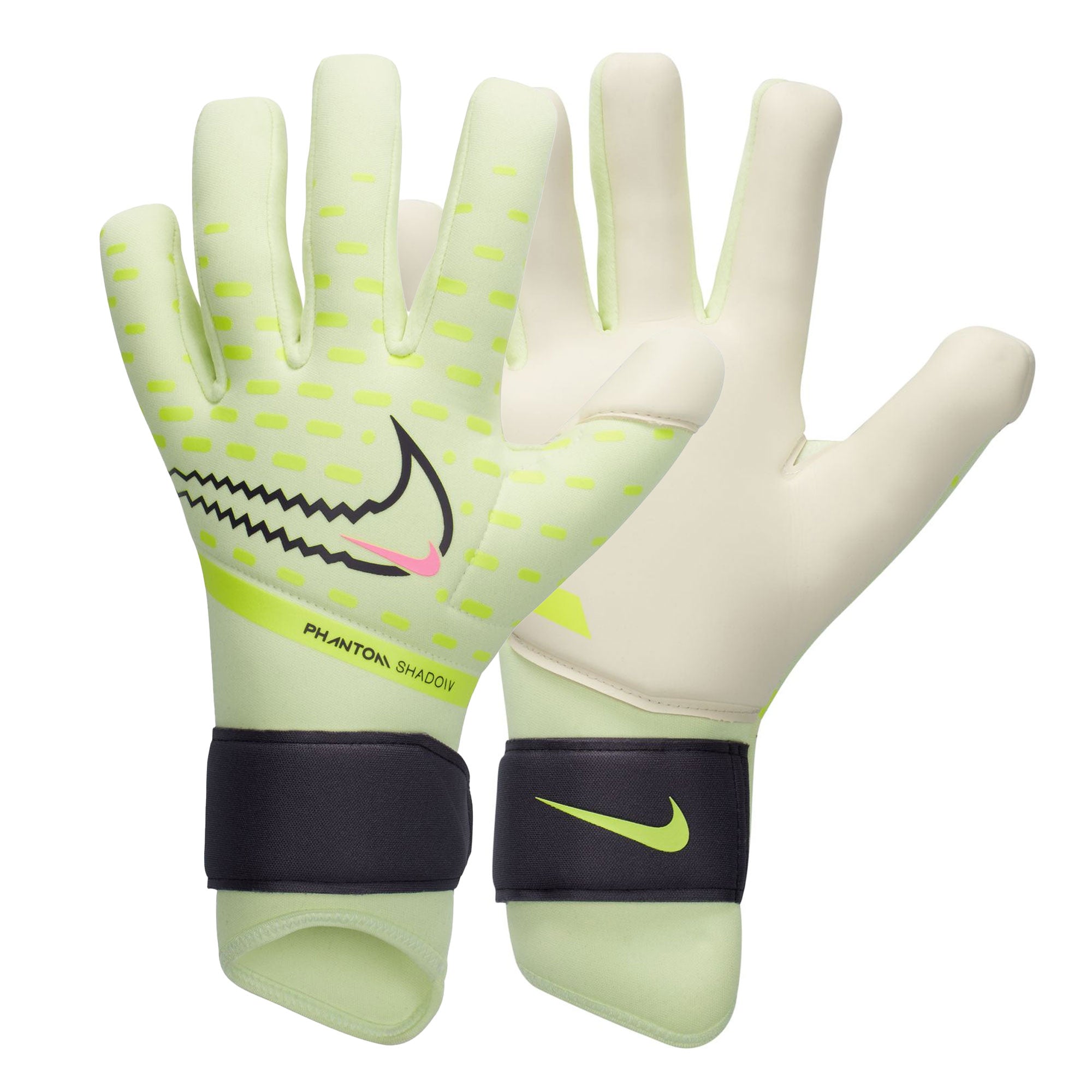 Nike Men's Phantom Shadow Goalkeeper Gloves White/Volt/Pink、mySite、noshort