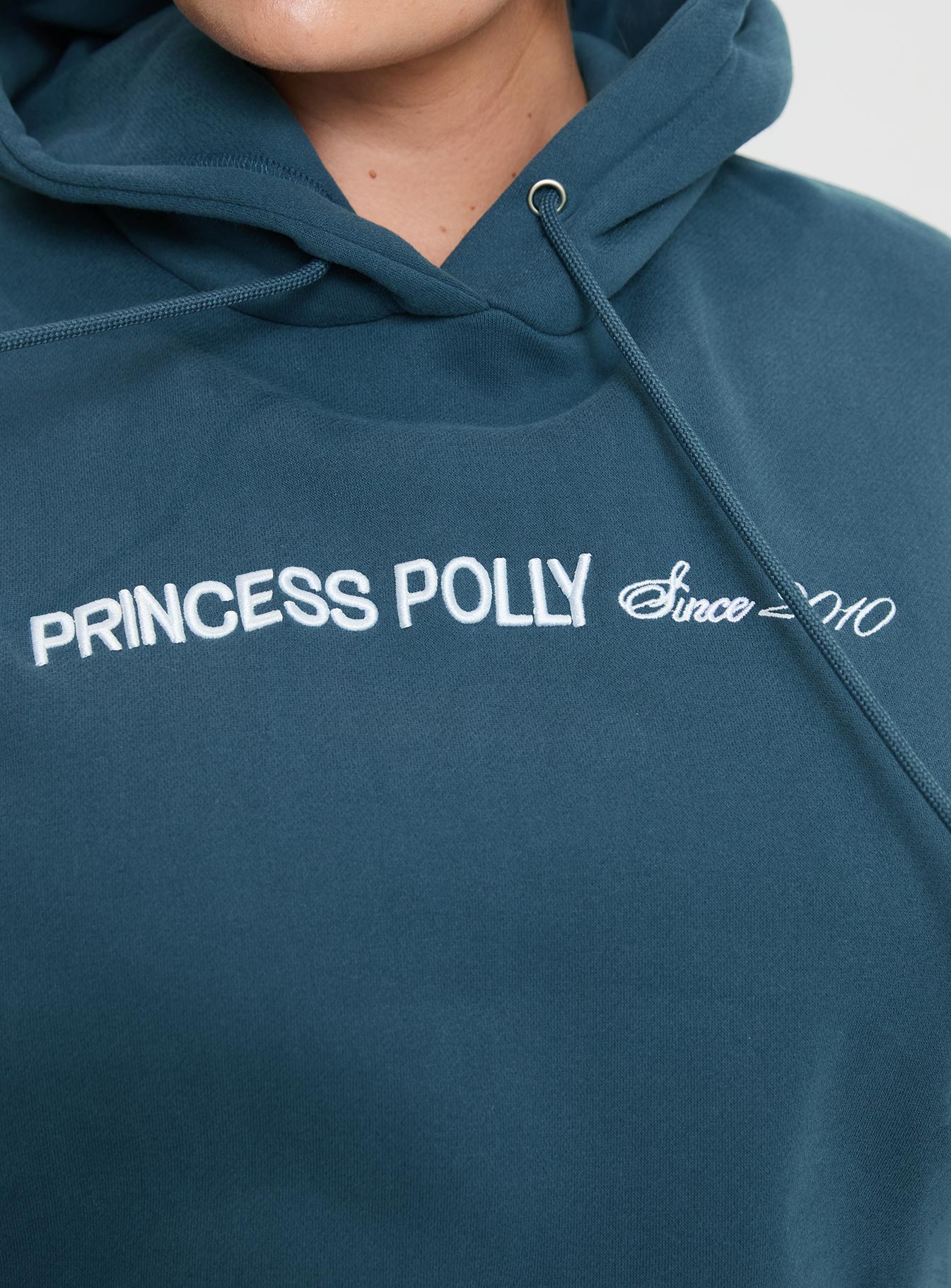 Princess Polly Hooded Sweatshirt Block / Cursive Text Slate Curve、mySite、solidvoid