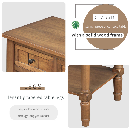 TREXM Narrow Console Table, Slim Sofa Table with Three Storage Drawers and Bottom Shelf for Living Room, Easy Assembly (Espresso)、、casual