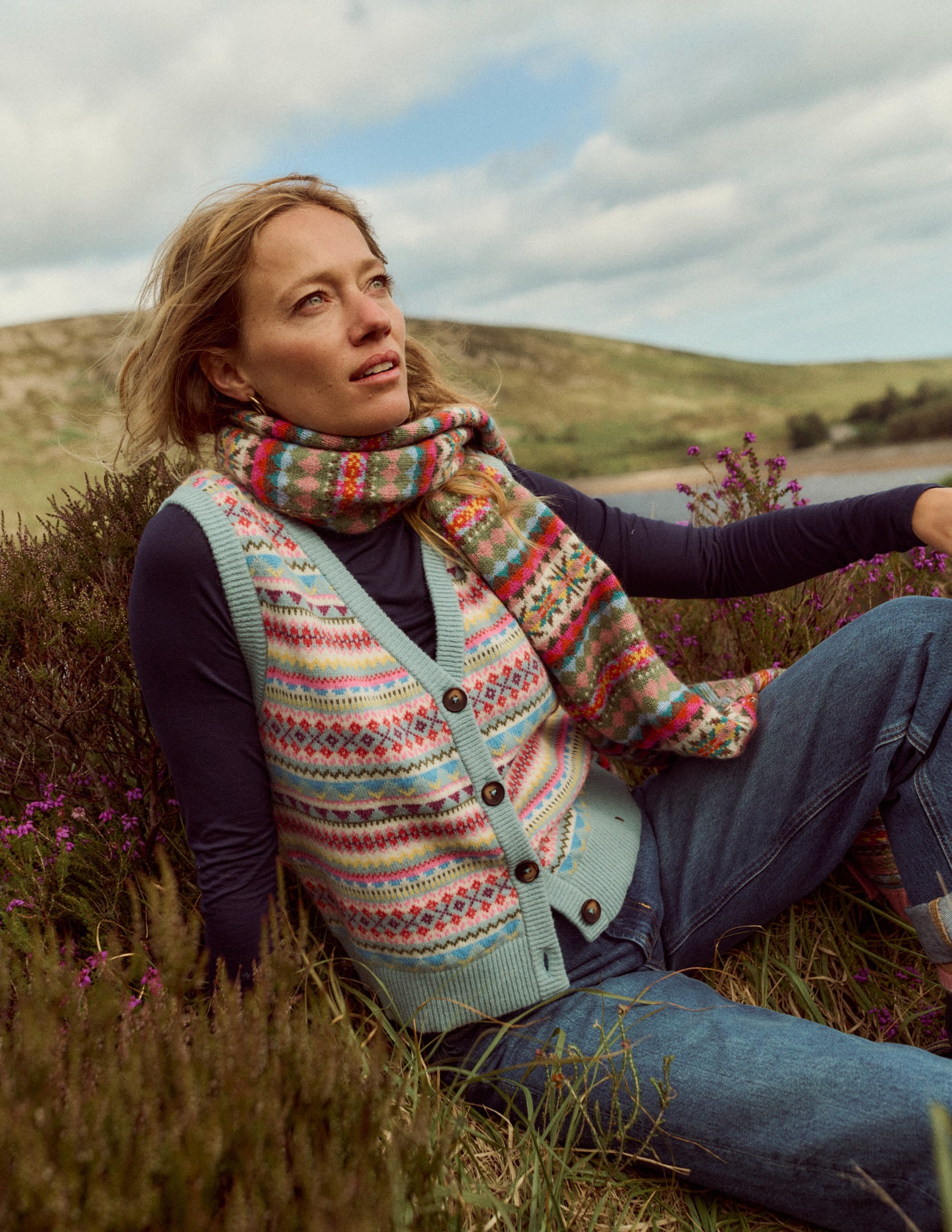  Edie Fair Isle Waistcoat-Blue, Heritage Fair Isle、mySite、ashleygrahame