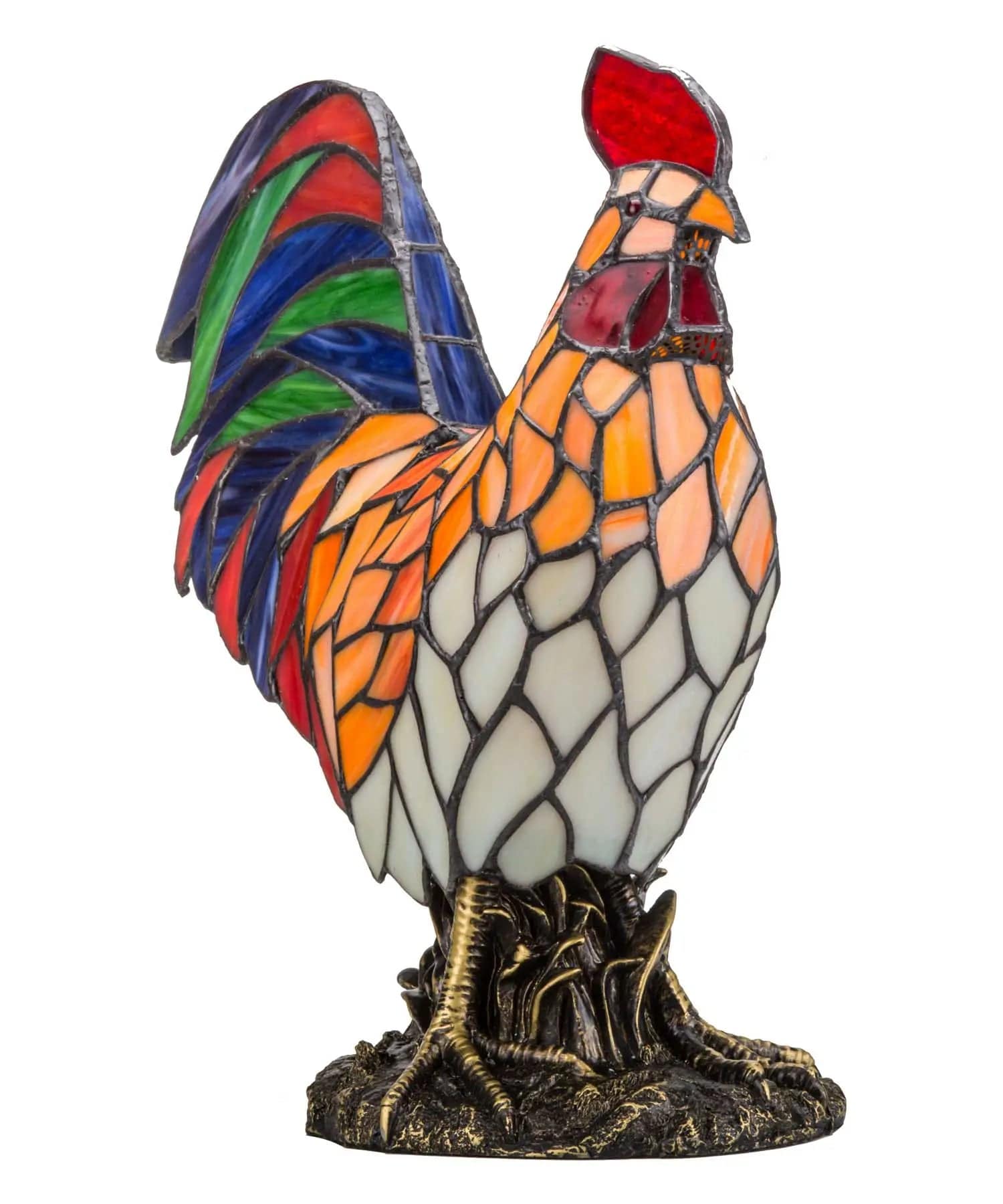 Rooster Tiffany Style Colorful Chicken Stained Glass Lamp or Hanging Panel、mySite、g9winljtr