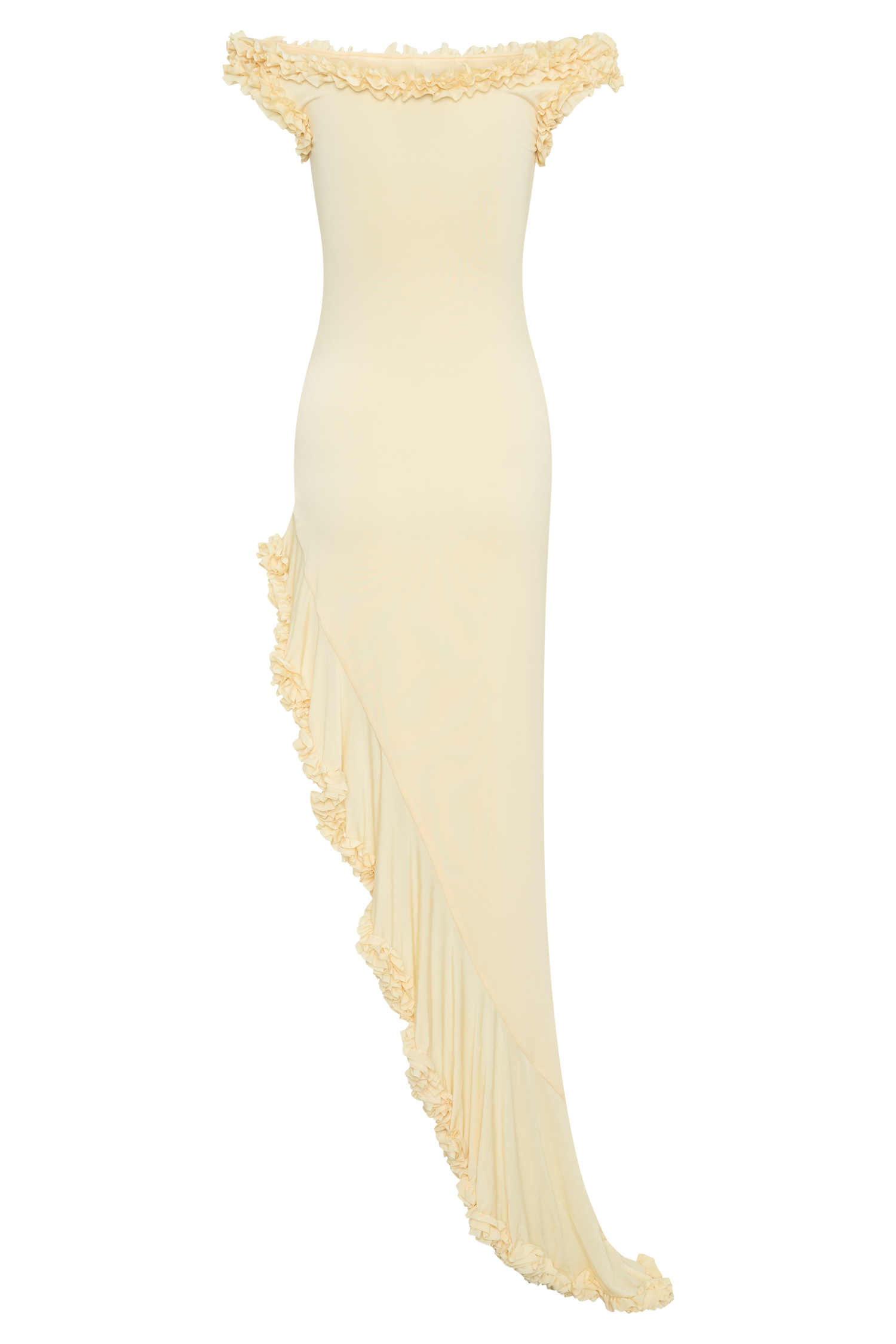 Arielle Off Shoulder Ruffle Midi Dress - Pastel Lemon、mySite、solidvoid