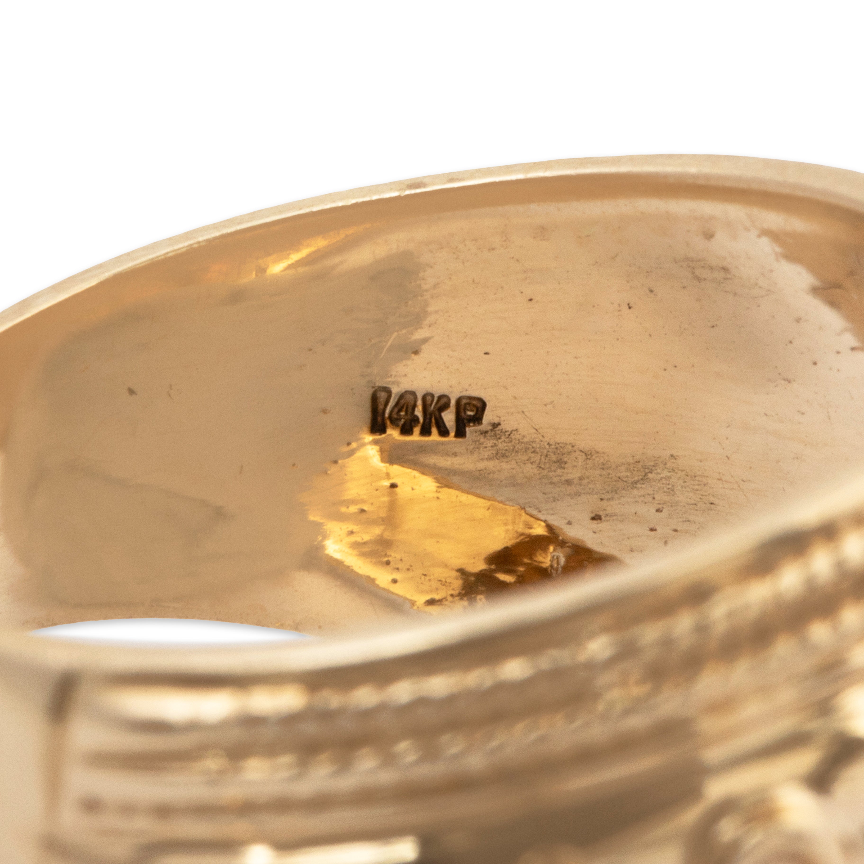 Vintage Heavy 14k Yellow Gold Blue Sapphire Diamond Wide Dome Ring 6.50、mySite、hinf8tx79