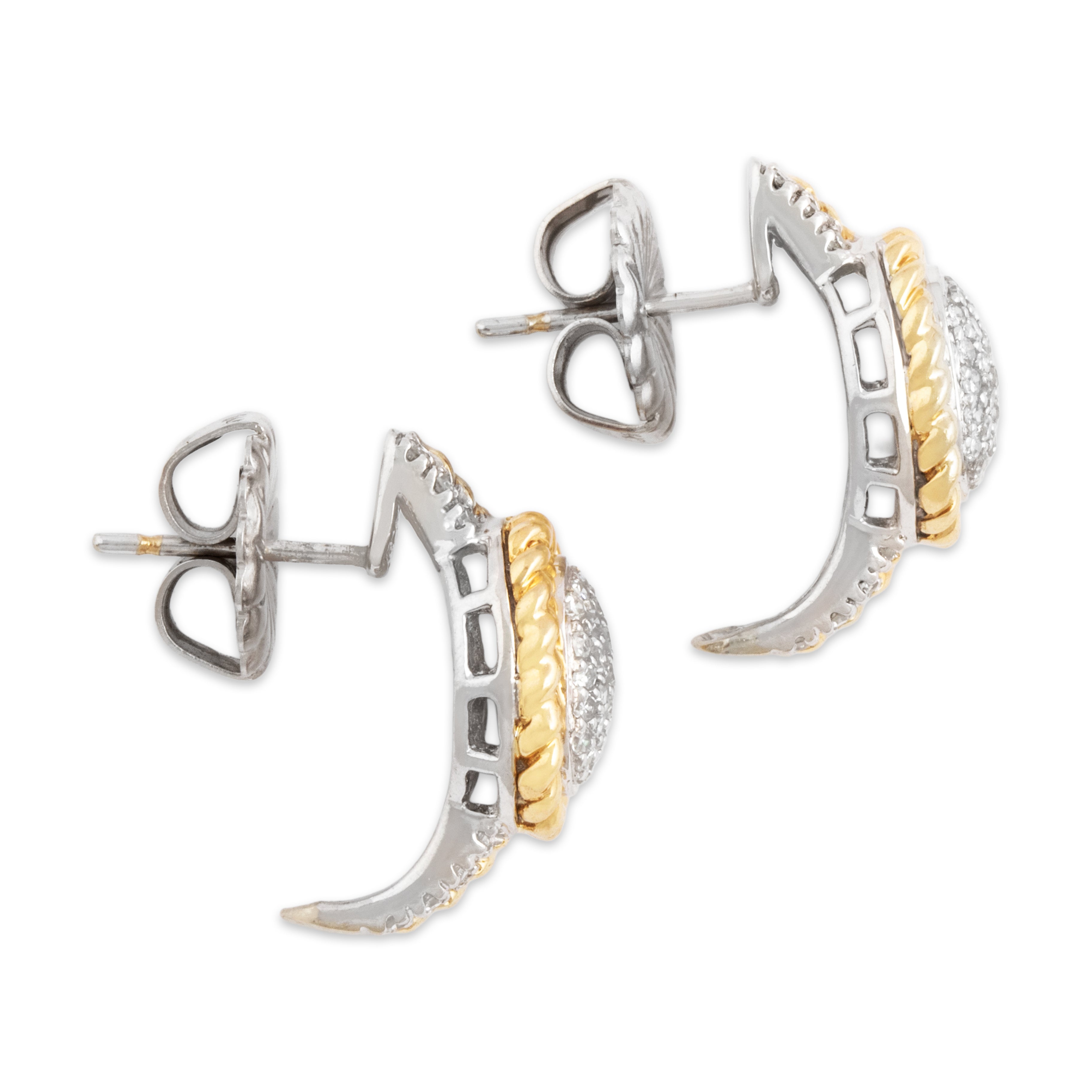 Vintage 14k White & Yellow Gold .43cttw Diamond Chic Cable Earrings、mySite、hinf8tx79