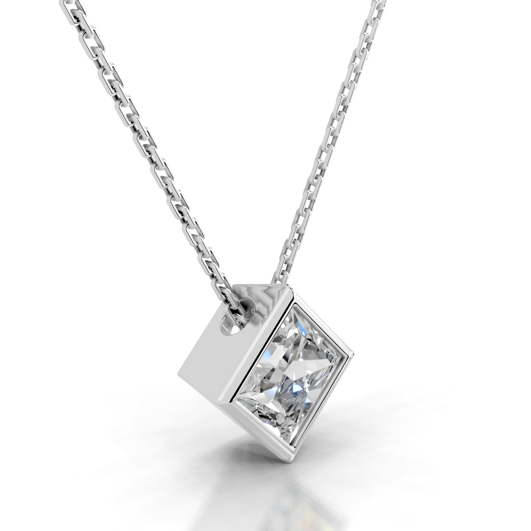 Brianna Lab Grown Diamond Pendant (2 Carat) -18K White Gold、mySite、hinf8tx79