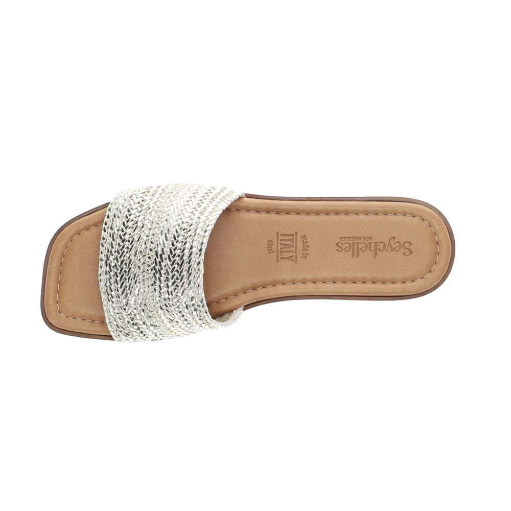Palms Perfection Metallic Slide Flat Sandals、mySite、gtrtttuynbv