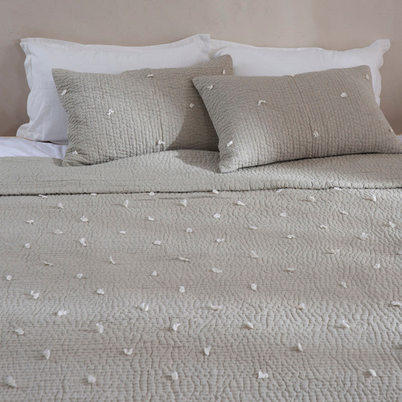 Cotton Bedspread with Pillow Covers | Beige | Set of 3、mySite、camillekostekn