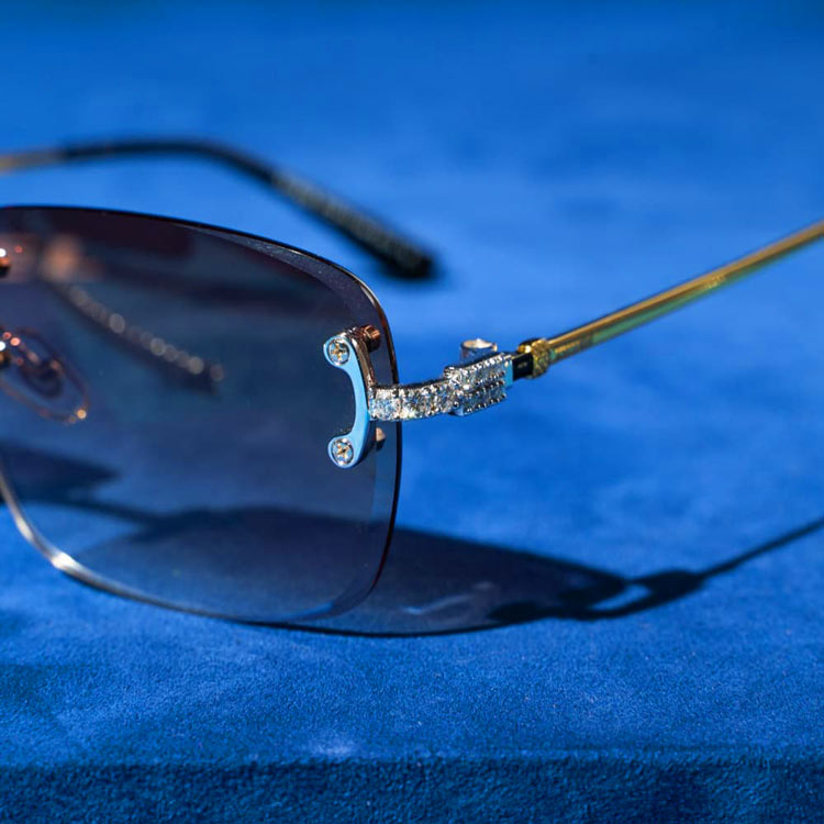 Moissanite Rimless Square Sunglasses 14K Gold、mySite、hinf8tx79