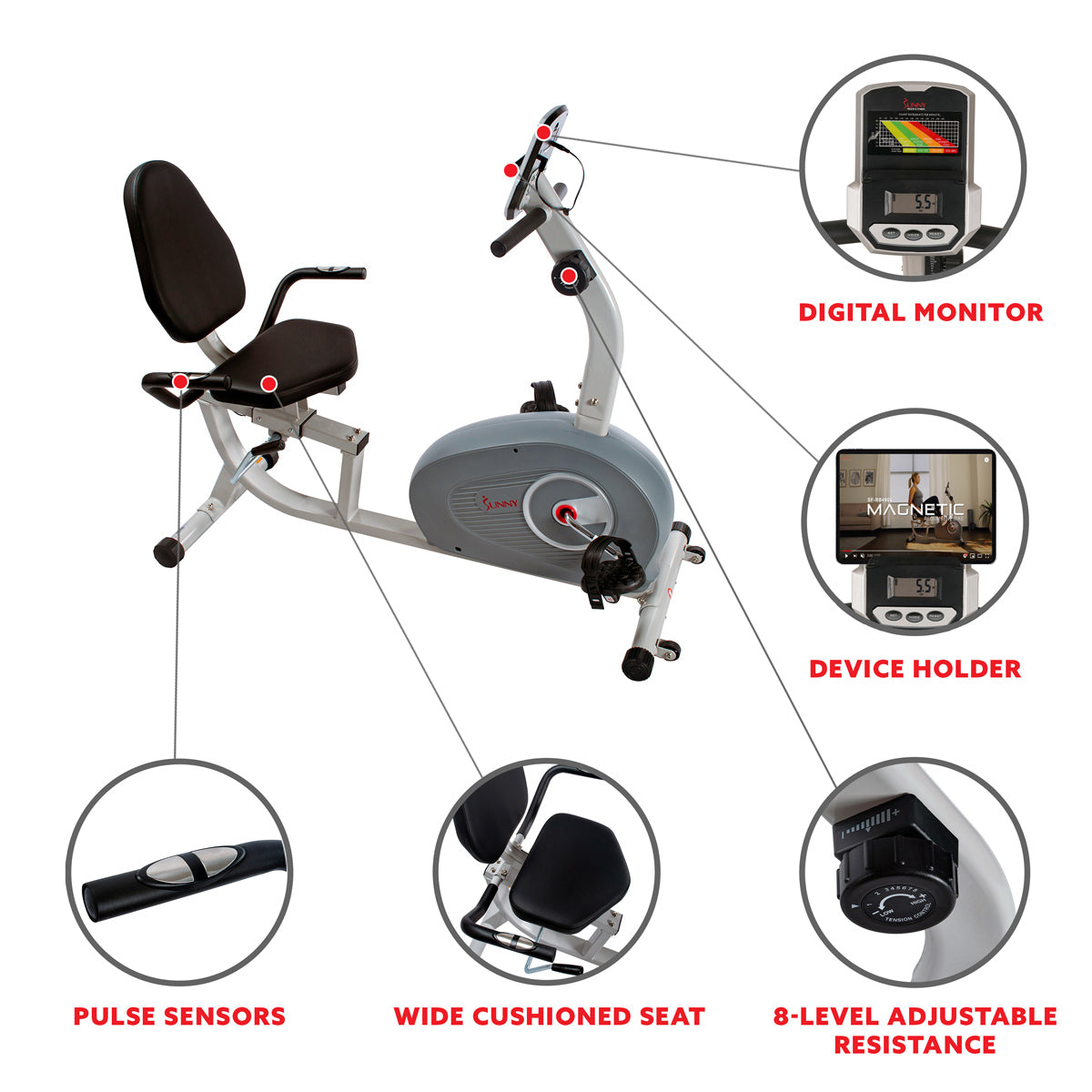  Magnetic Recumbent Exercise Bike、mySite、ghnorth