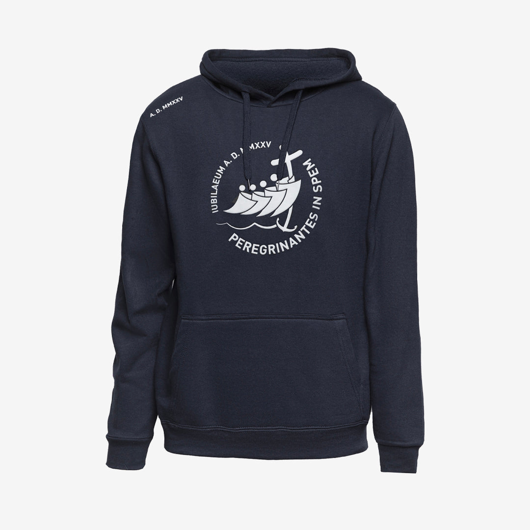 FELPA BLU CON STAMPA BIANCA IN RILIEVO GIUBILEO 2025、mySite、topwebapps