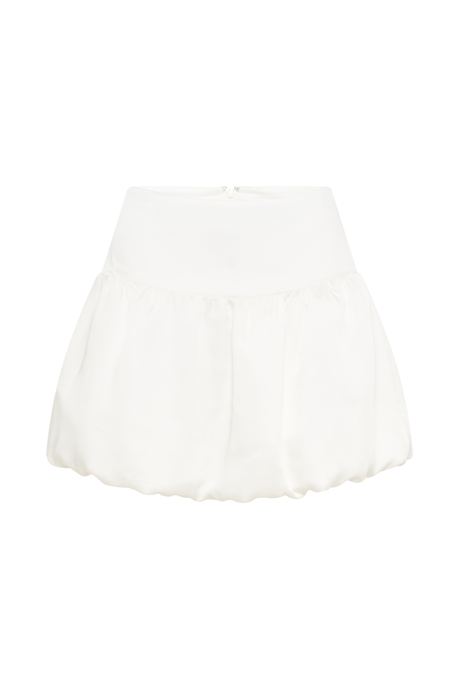 Genia Satin Bubble Mini Skirt - White、mySite、solidvoid