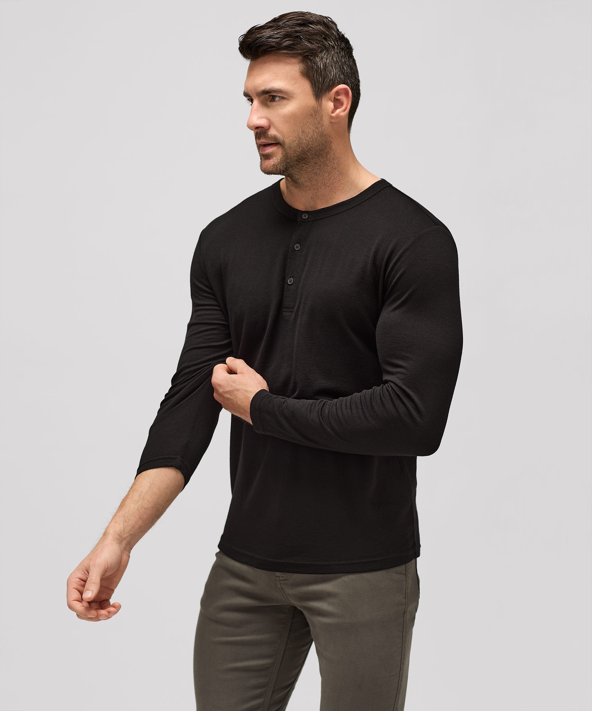 Men's Long Sleeve Merino Henley、mySite、noshort