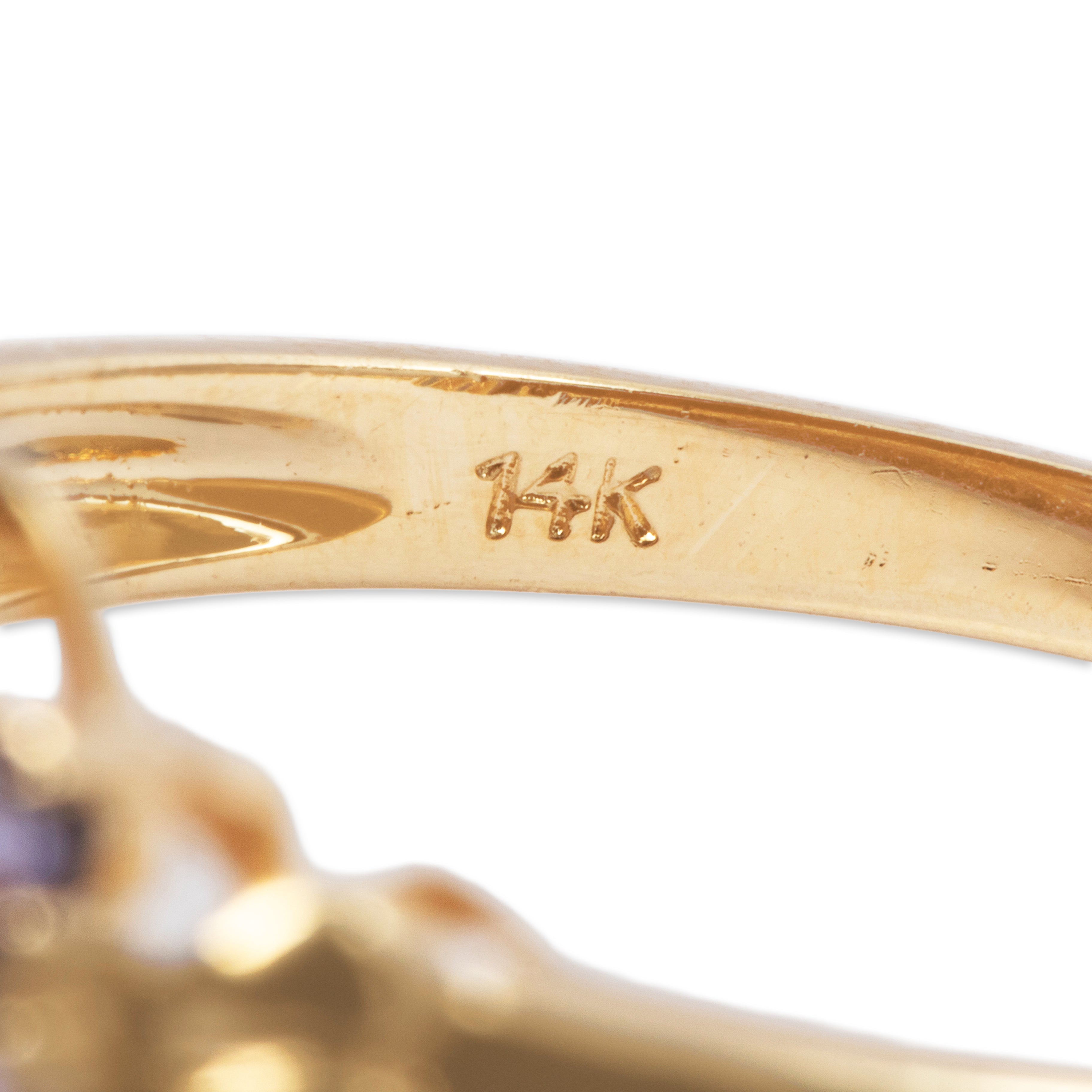 Vintage 14k Yellow Gold Lavender Jade Tanzanite Half-Halo Ring 9.25、mySite、hinf8tx79