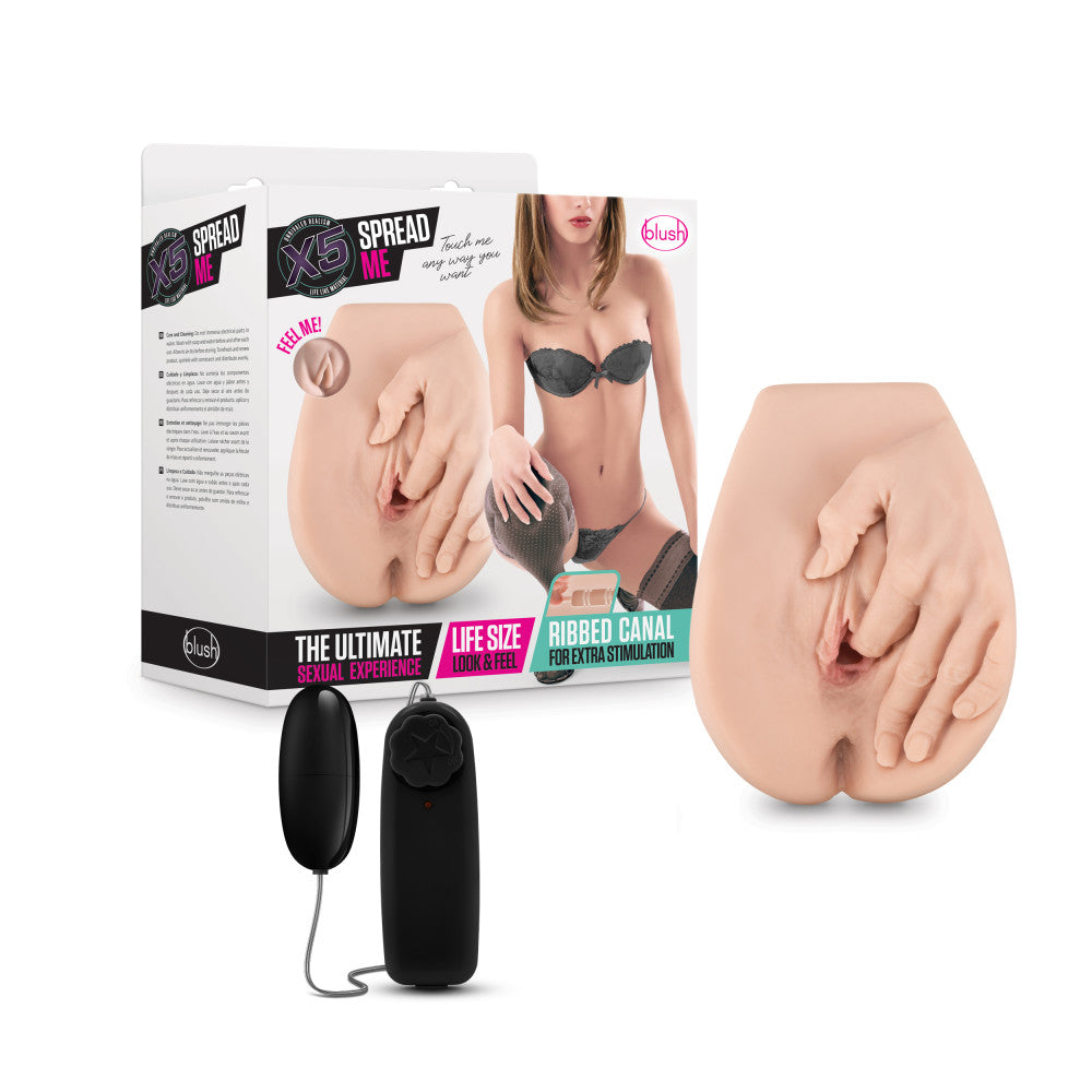 X5 Men By Blush® | Spread Me Realistic Beige Vibrating Masturbator / Stroker、mySite、bottomscart