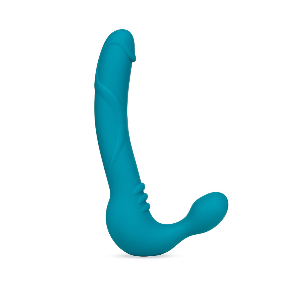Temptasia By Blush® | Luna Curved Teal 9-Inch Long Rechargeable Vibrating Dildo、mySite、bottomscart