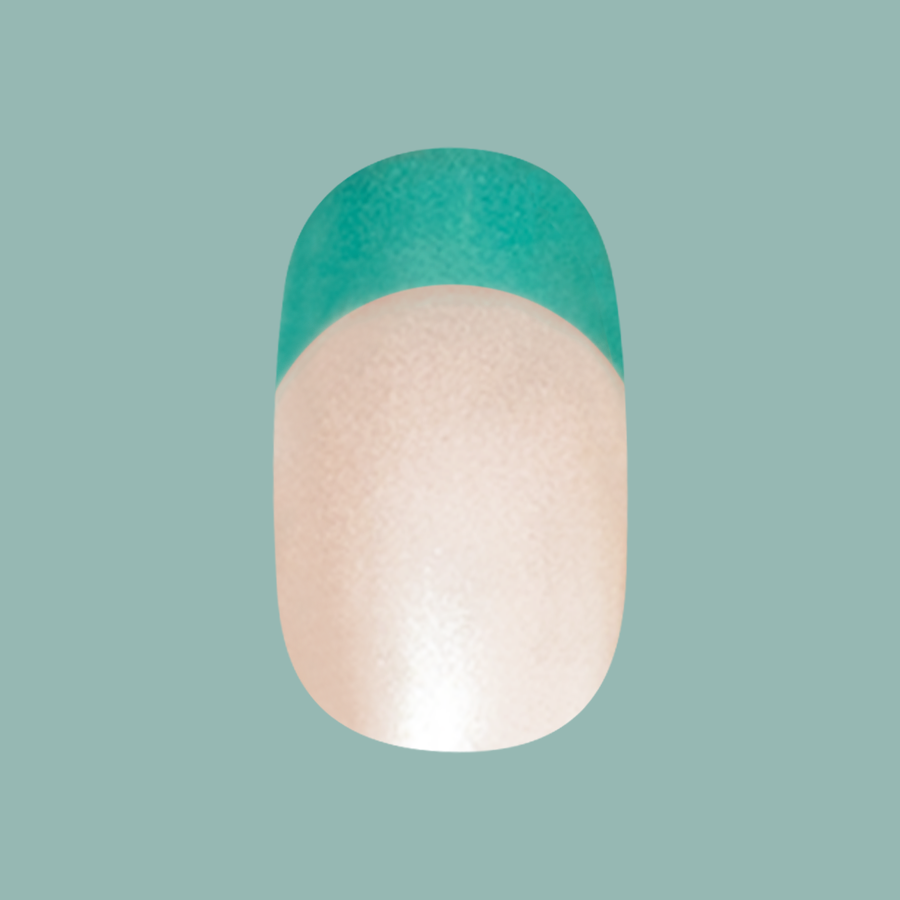 Turquoise Chrome French Tab Press-Ons Short | Round - Part of Set、mySite、solidvoid