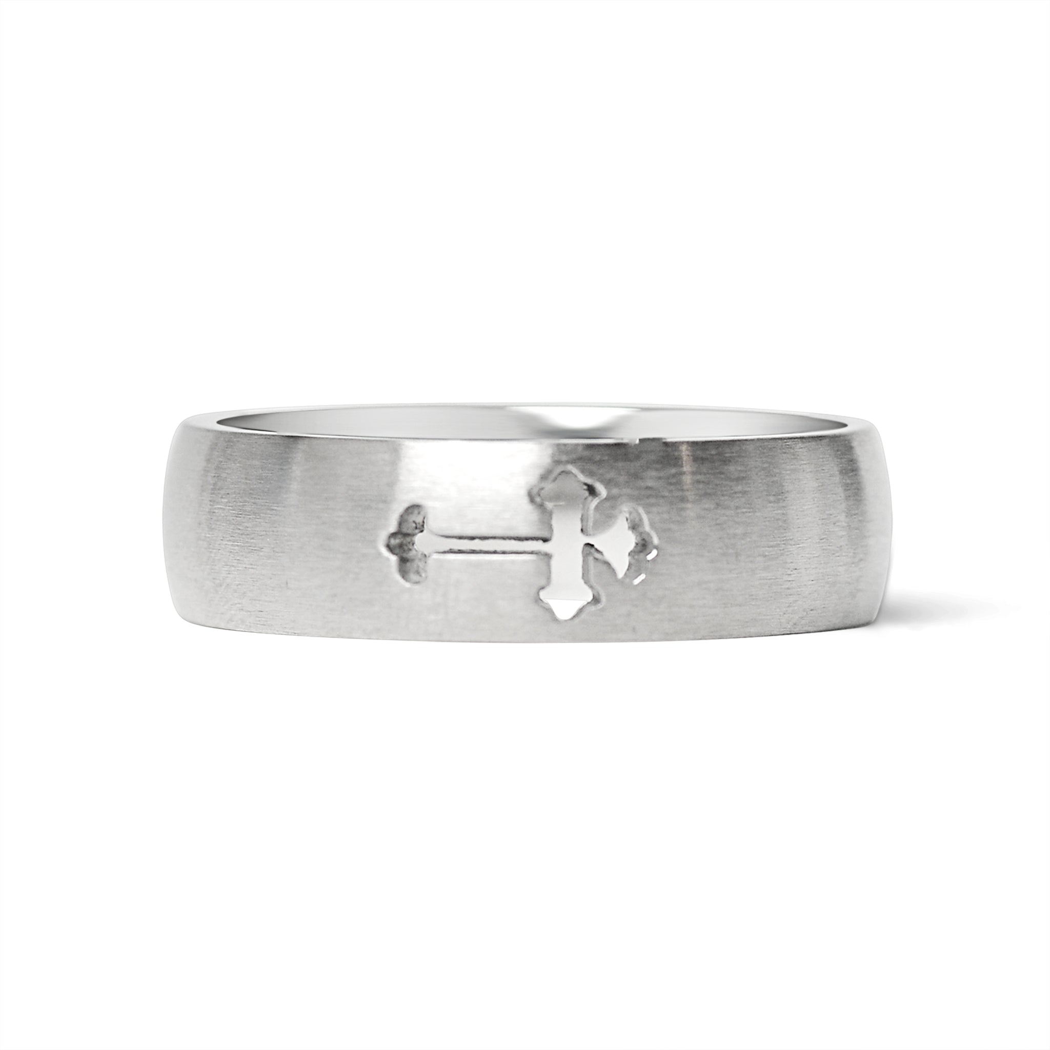 Stainless Steel Cross Cutout Brushed Blank Ring / CFR7023、mySite、dreamappss