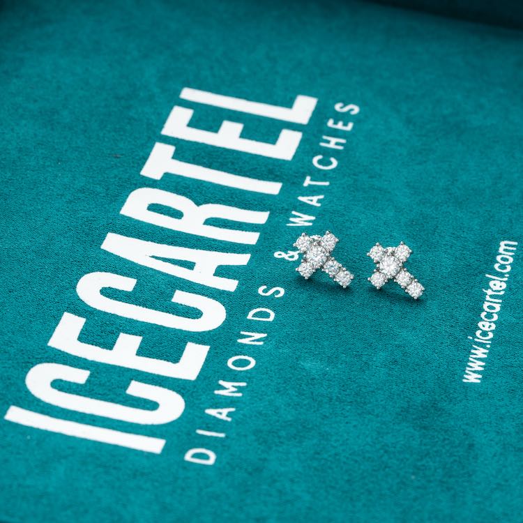 10MM Moissanite Cross Earrings 14K Gold、mySite、hinf8tx79