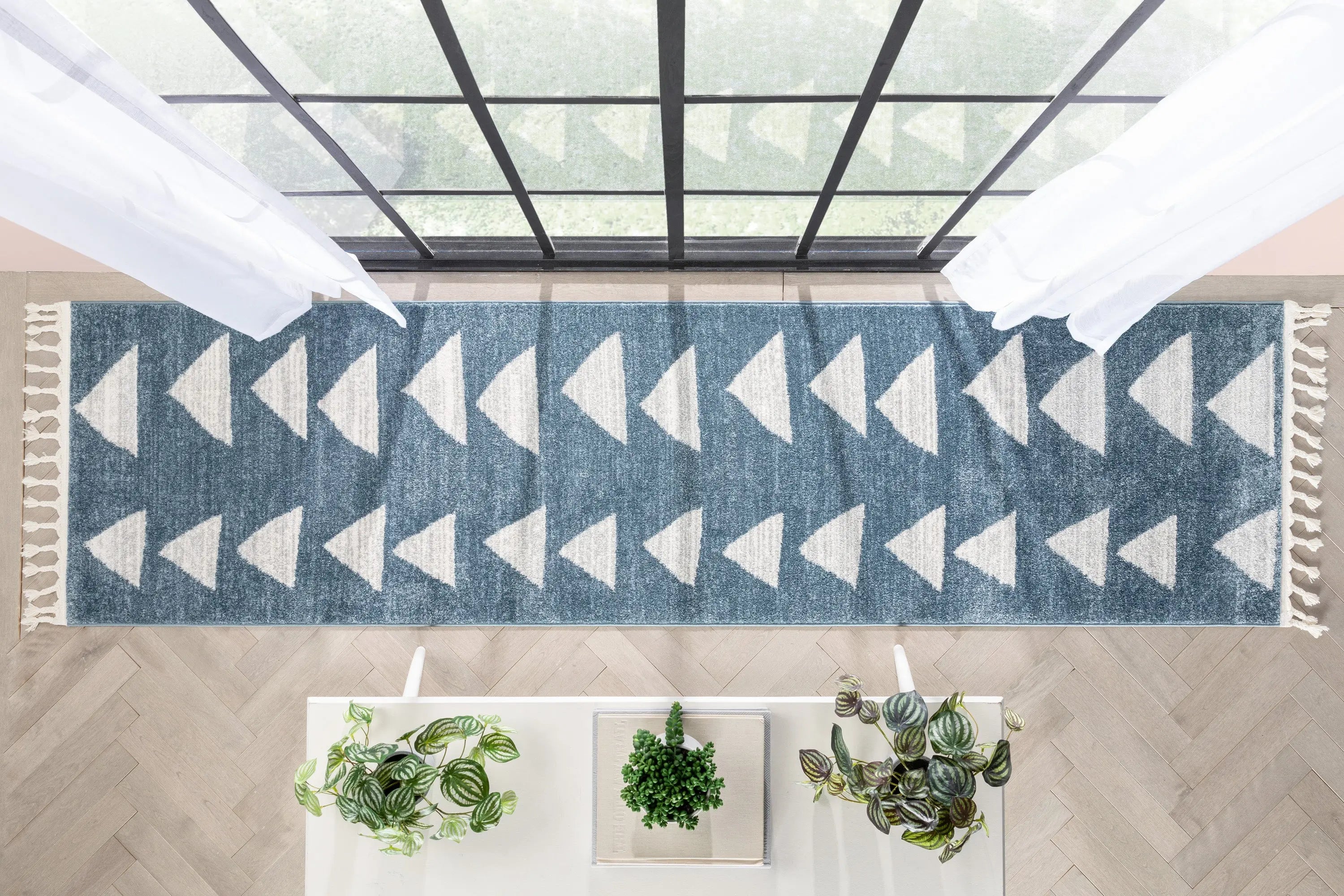 Triangles Modern Geometric Pattern Blue Kids Rug、mySite、gigharbornorthrealestate