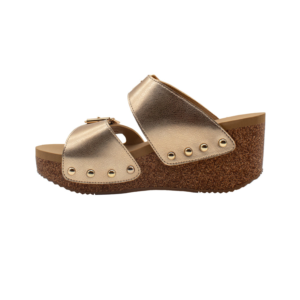 Gertrude Metallic Slide Wedge Sandals、mySite、gtrtttuynbv